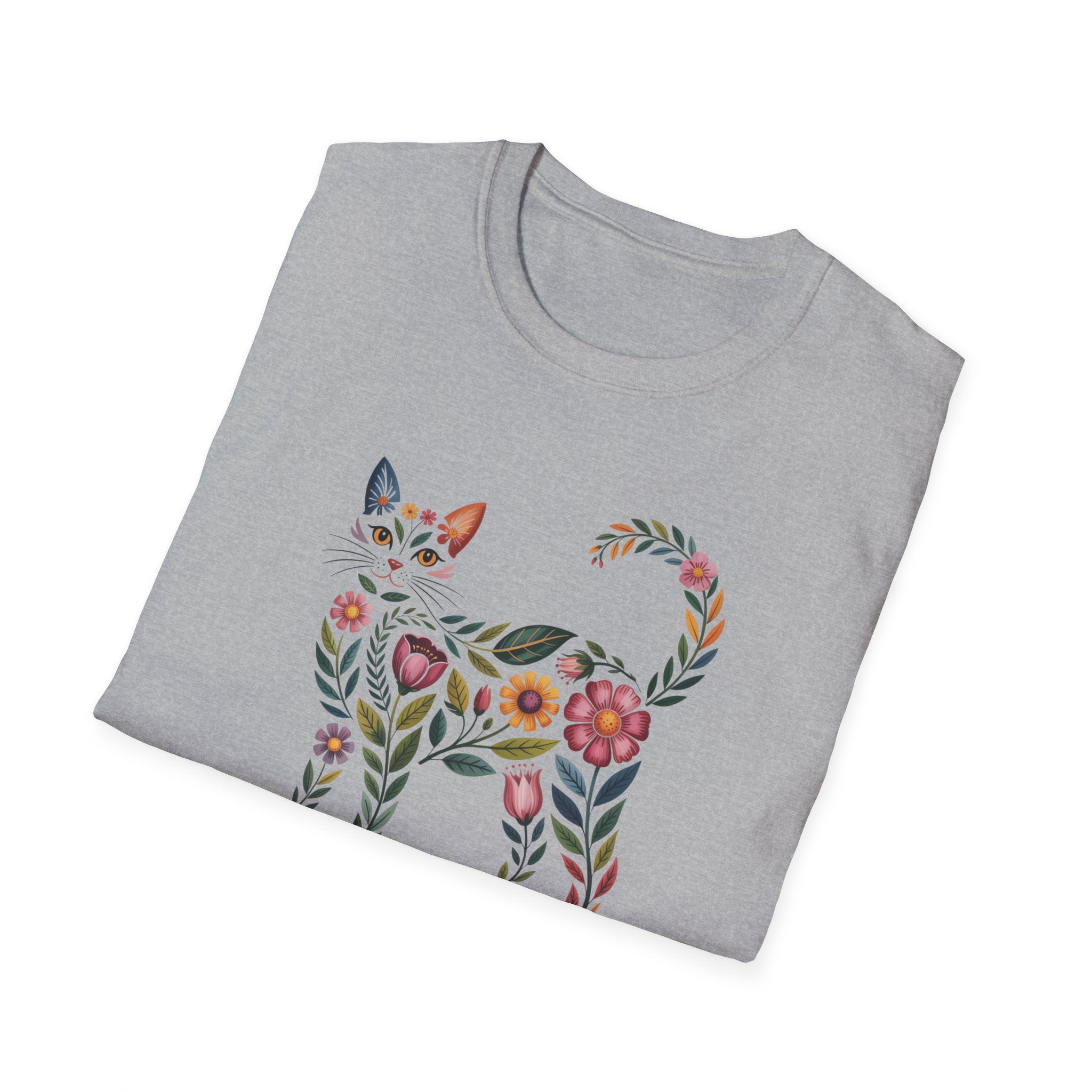 Floral Boho Cat Tee — Cat Lover T-Shirt