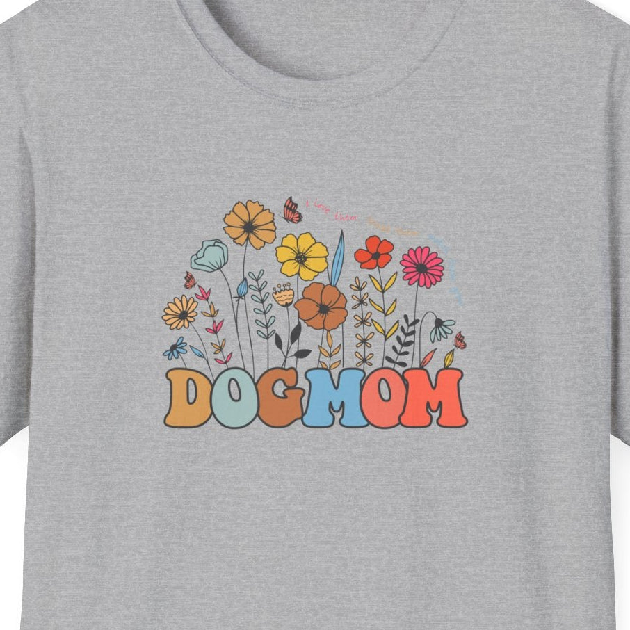 Floral Dog Mom T-Shirt, Cute Pet Lover Tee, Unisex Softstyle T-Shirt, Gifts for Dog Moms, Animal Lover Apparel