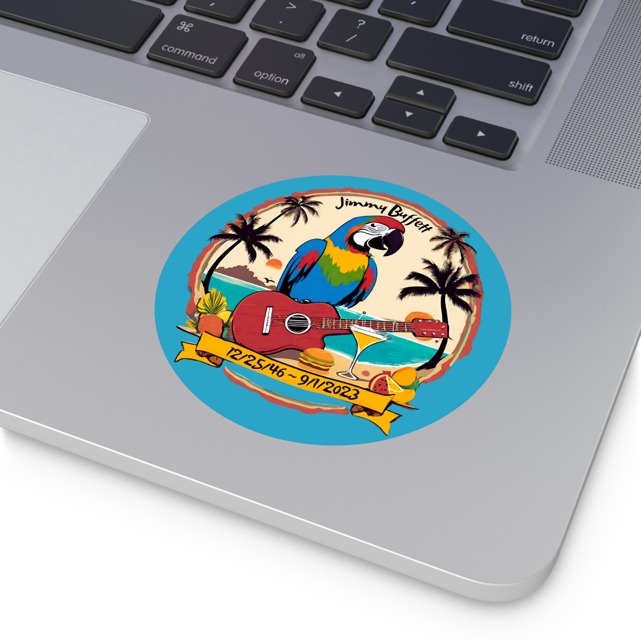 Jimmy Buffett Memorial Round Vinyl Stickers