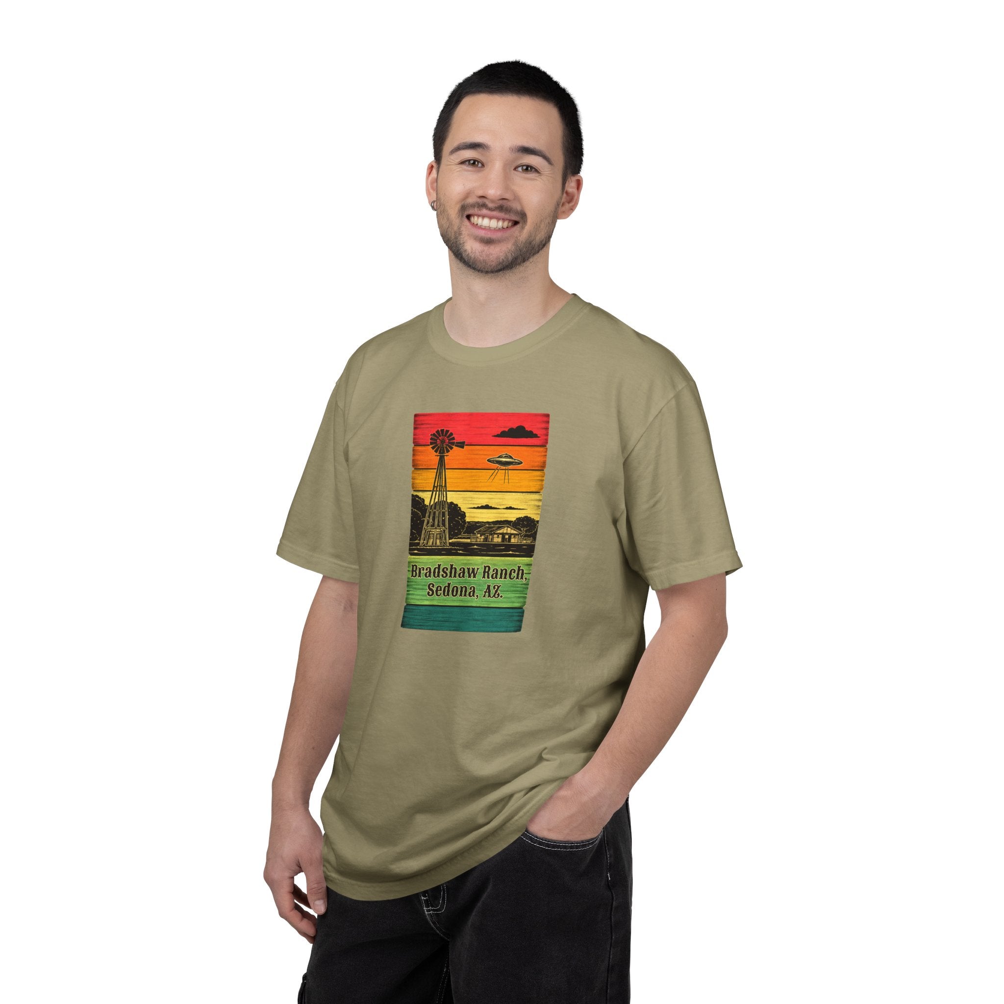 Bradshaw Ranch Sedona AZ Sunset T-shirt, Windmill Desert Design, Men's & Women's