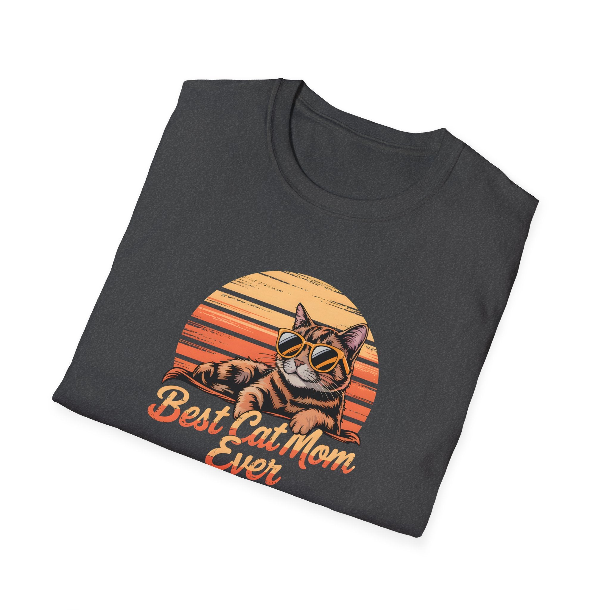 Cat Mom T-Shirt, Mother's Day Shirt, Best Cat Mom Ever Tee, Cat Lover Gift, Sunset Graphic Shirt