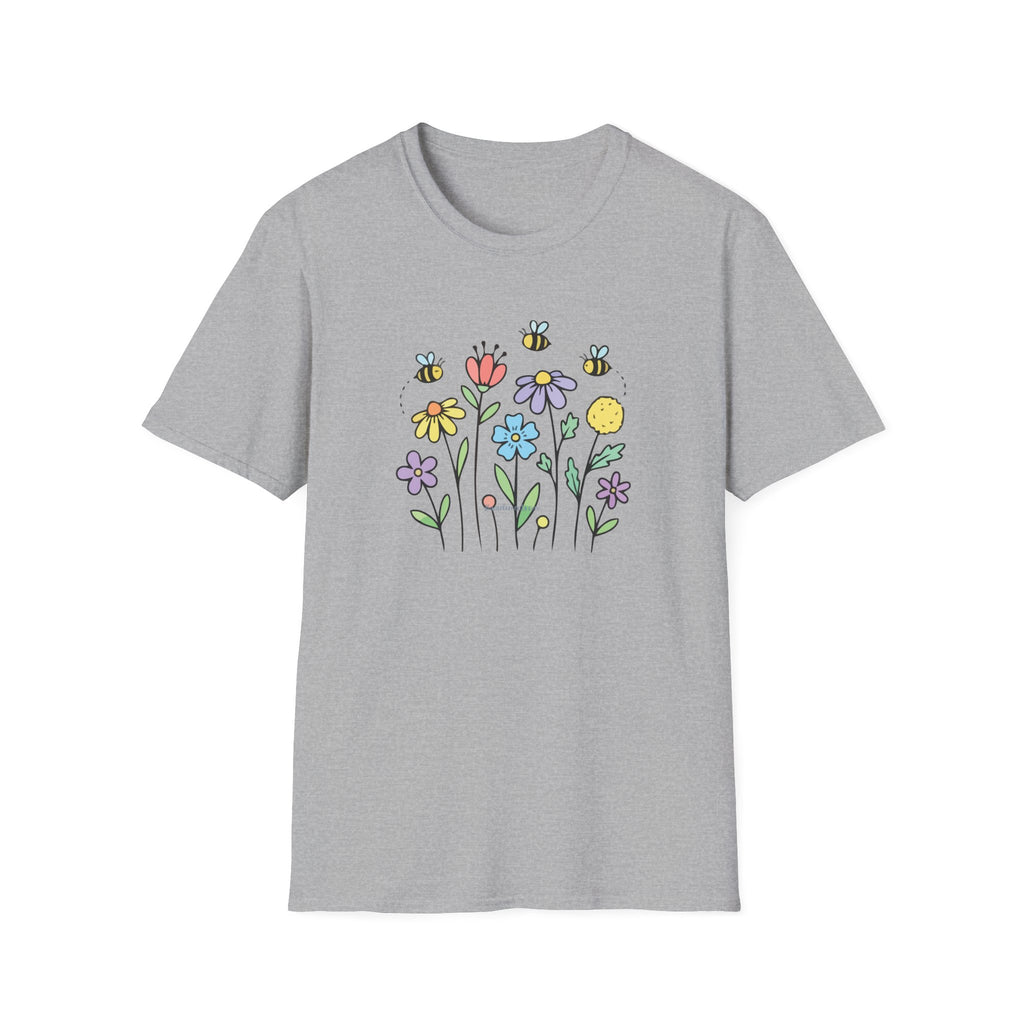 Summer Flowers & Bees Retro Floral T-Shirt