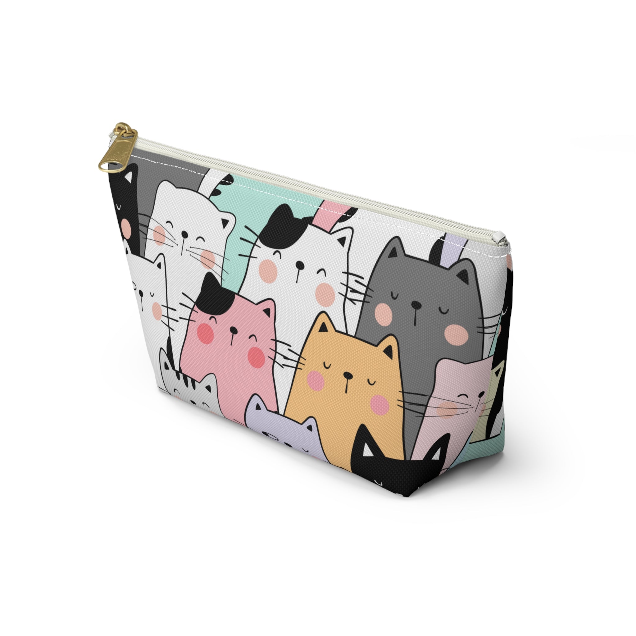 Colorful Cat Print, Travel Accessory Pouch, Make-up Bag