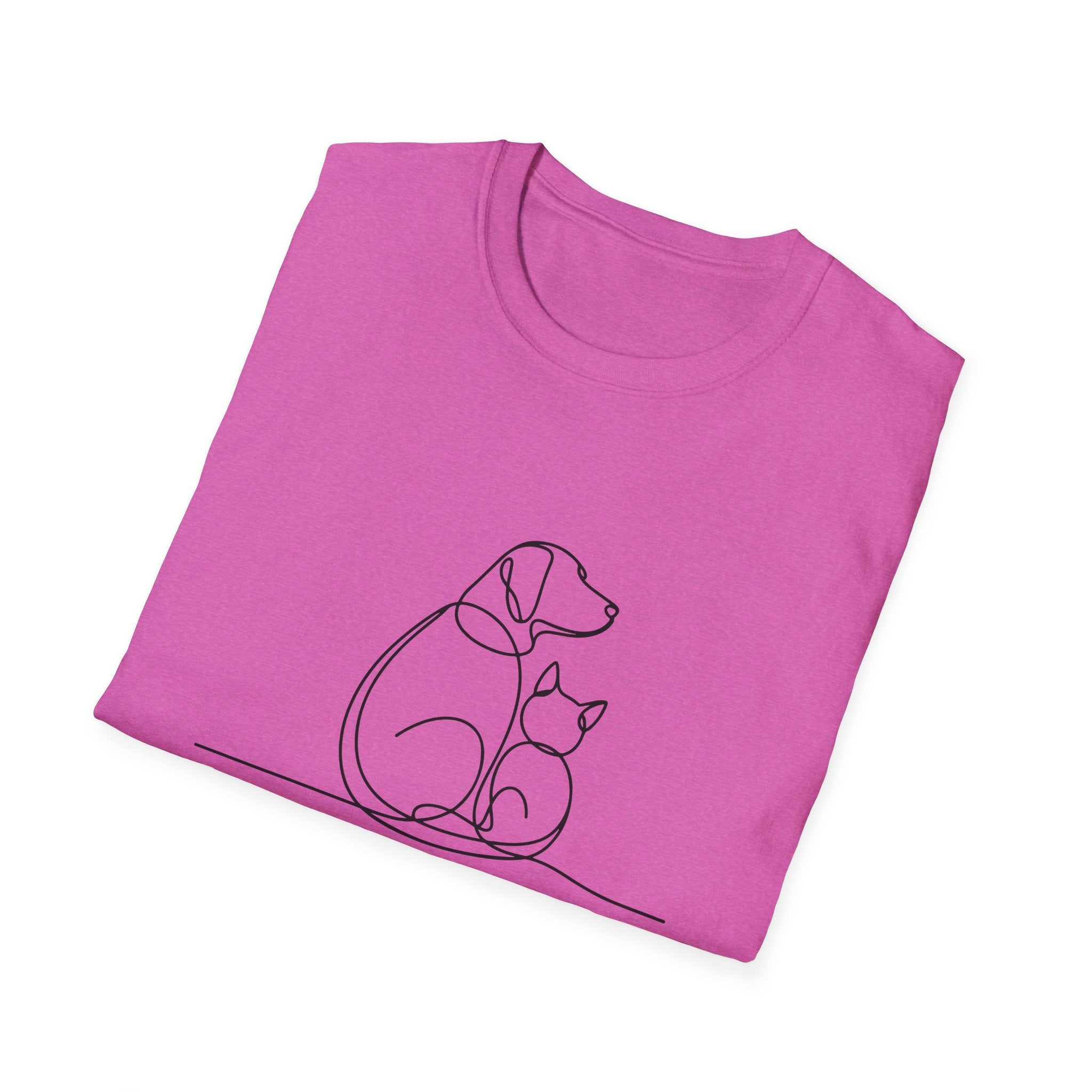 Cat & Dog Line Art T-Shirt — Pet Lover Shirt (Personalize Option)
