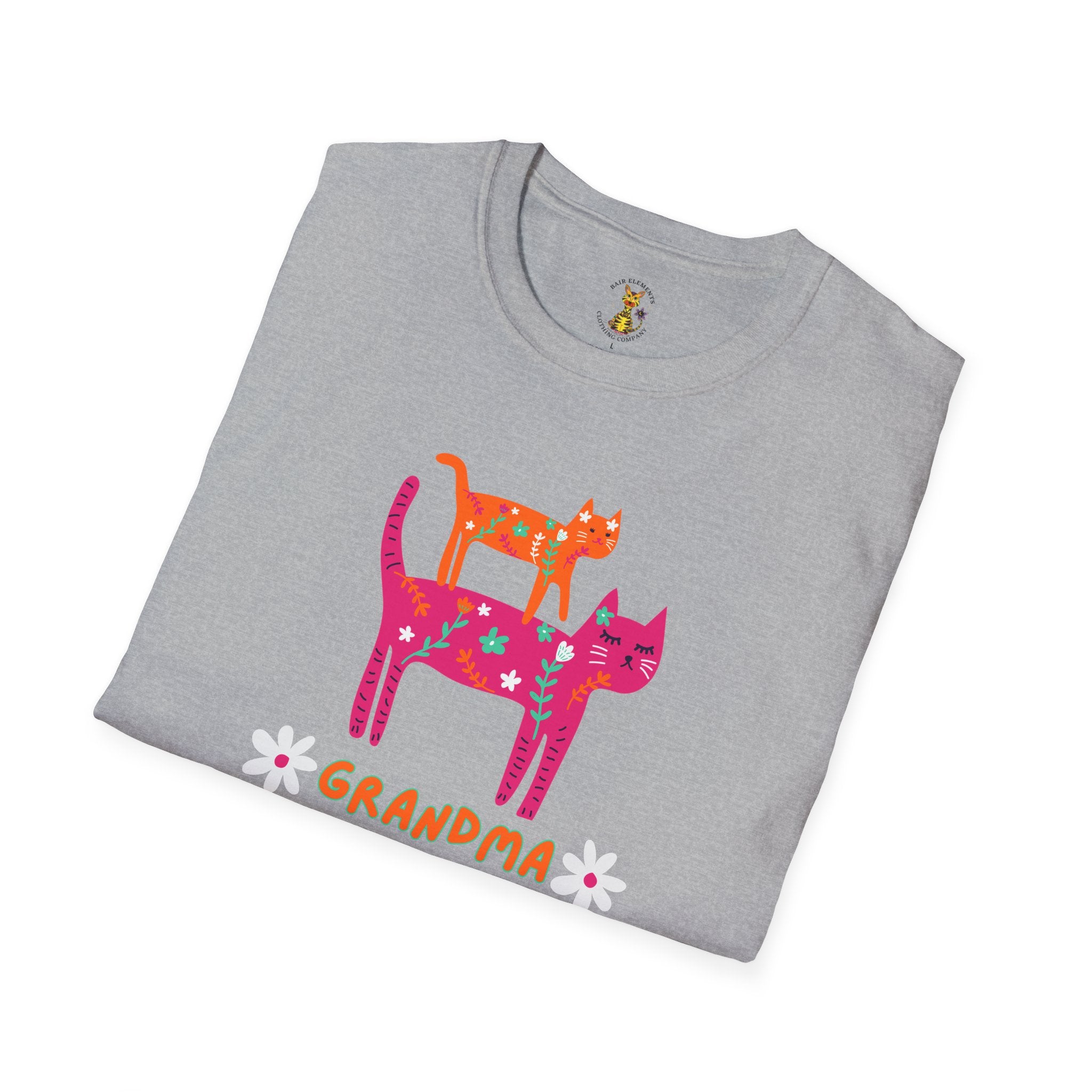 Personalized Grandma Cat T-Shirt, Mother's Day T-Shirt, Sizes XS-5X, Cat Print T-Shirt for Women
