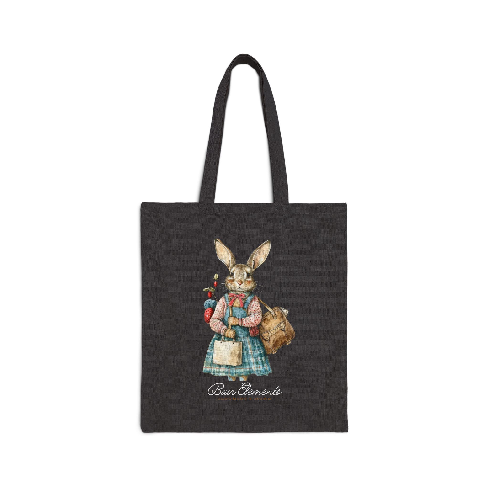 Woodland Bunny Market Bag, Heavy Canvas Shopping Tote, Bunny Shopping Tote