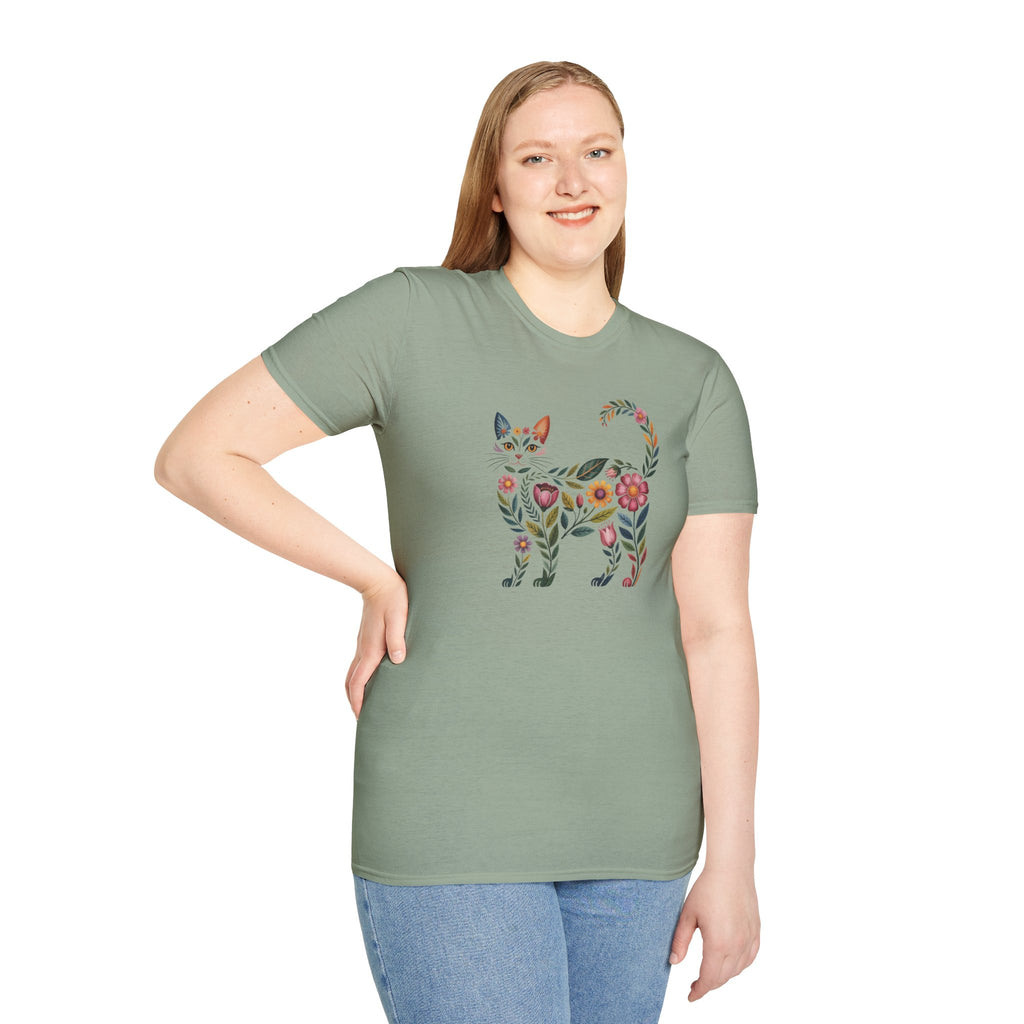 Floral Boho Cat Tee — Cat Lover T-Shirt