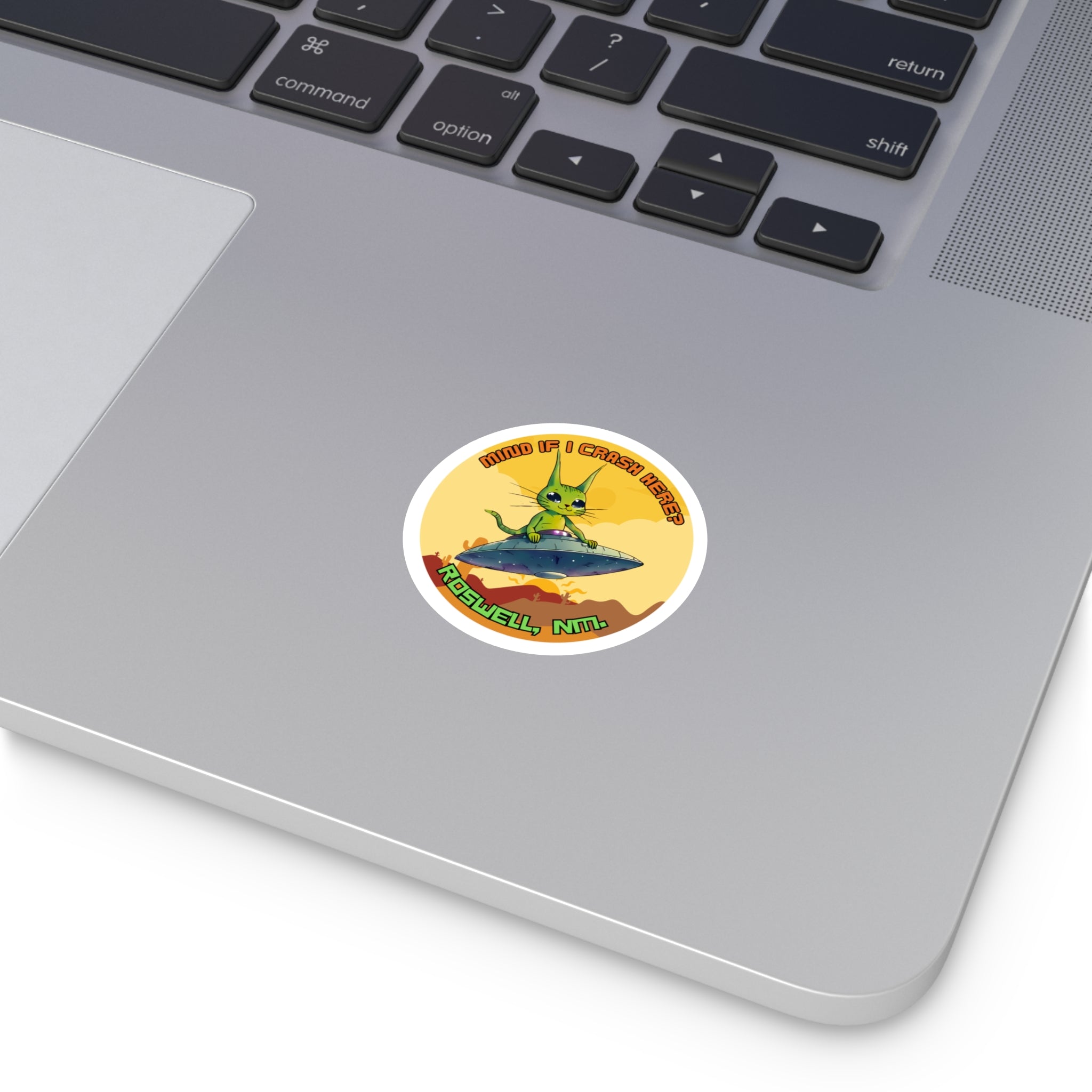 Roswell Alien Cat Stickers, Fun Decor, Laptop, Travel Mementos, Gift for UFO Lovers, Roswell Theme, Indoor/Outdoor Use