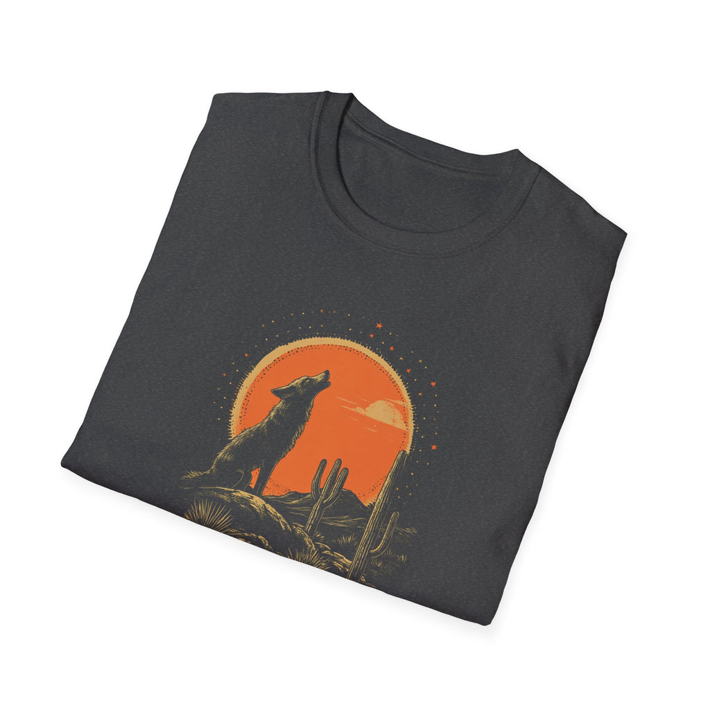Howling Coyote Vintage T-Shirt | Boho Desert Tee, Nature Lover Gift, Unisex Graphic Shirt, Outdoor Adventure Apparel, Perfect for Travel