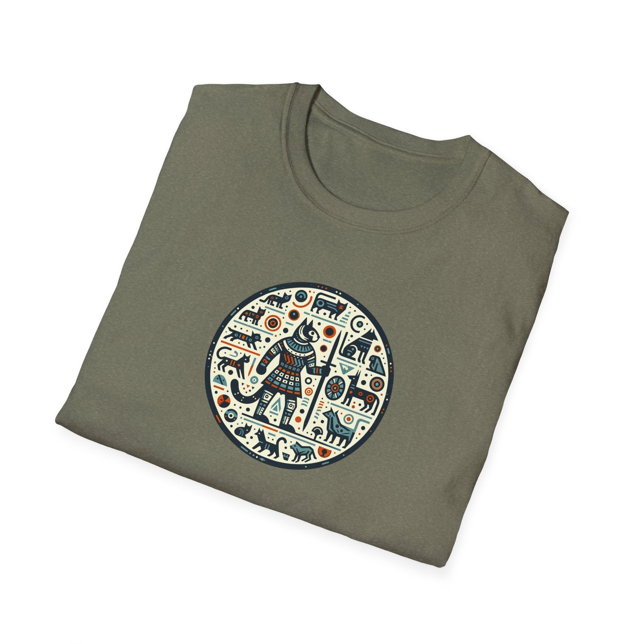 Egyptian Inspired Cat Unisex Softstyle T-Shirt, Casual Wear, Unique Graphic Tee, Gift for Him/Her, Everyday Fashion, Art Lovers Apparel