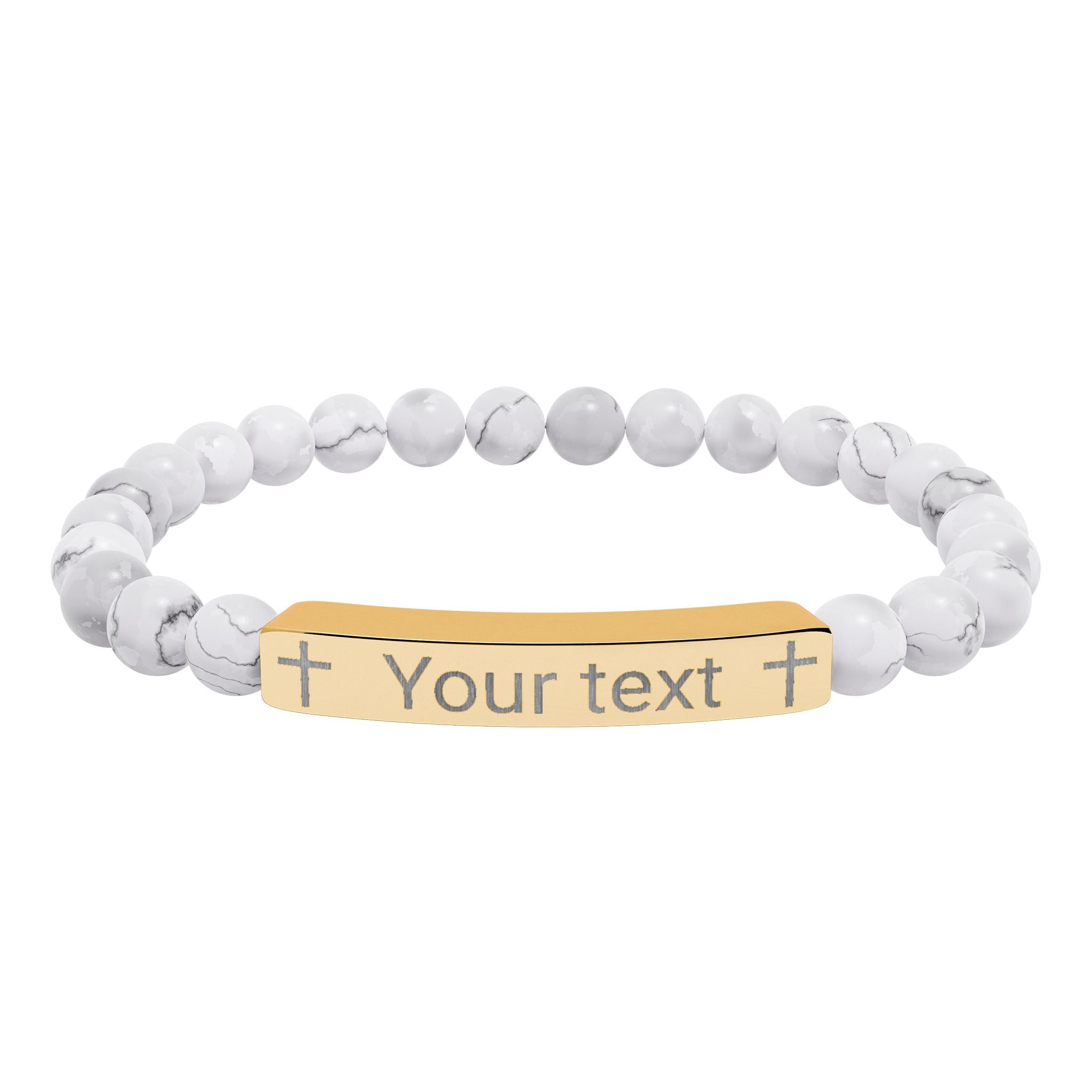 Engraved Name Bar Stone Bracelet, Personalized Natural Stone Bracelet, Custom Name, 18k Gold