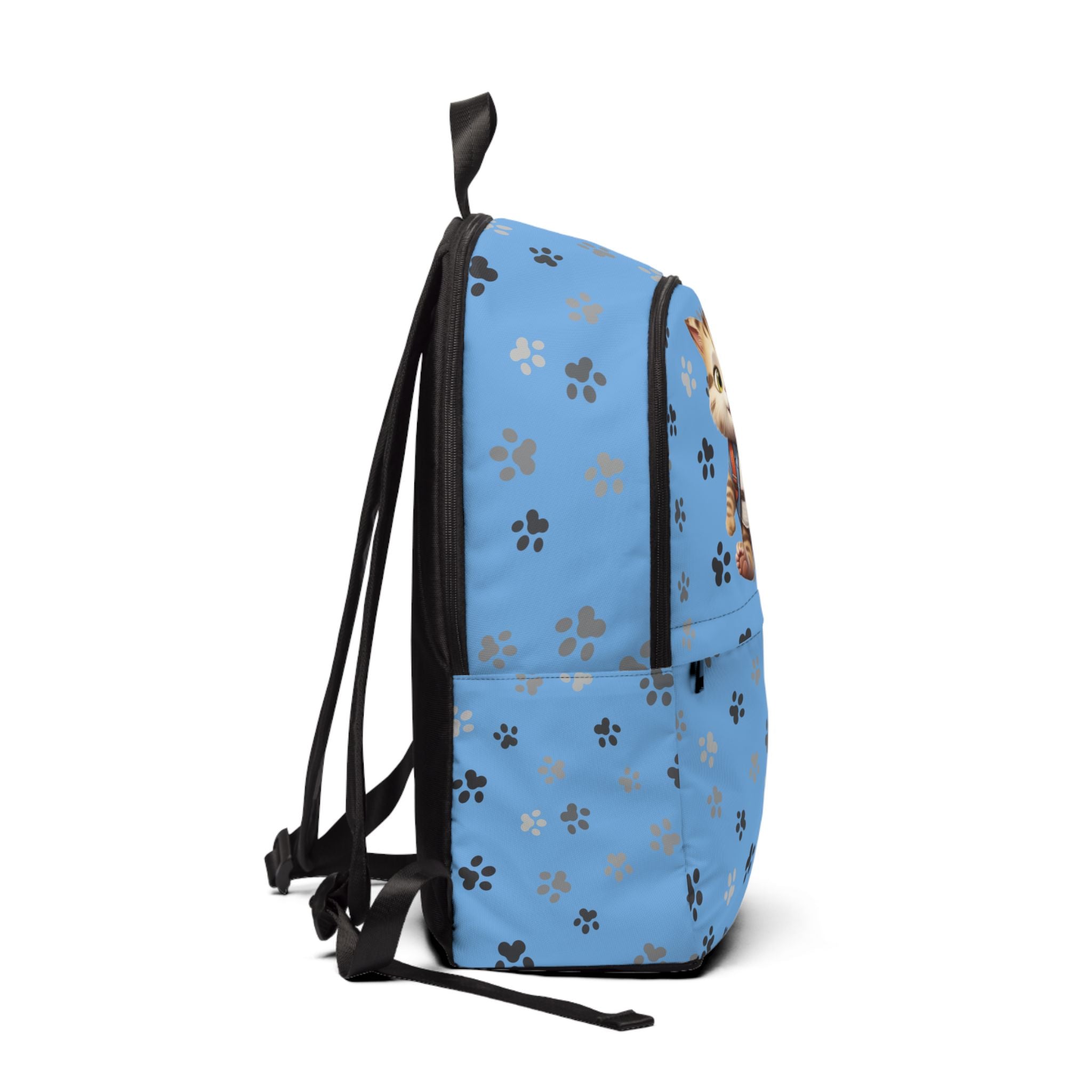 Kids Cat Character Nylon Backpack, Back to School Backpack 16"X12"X5" Blue