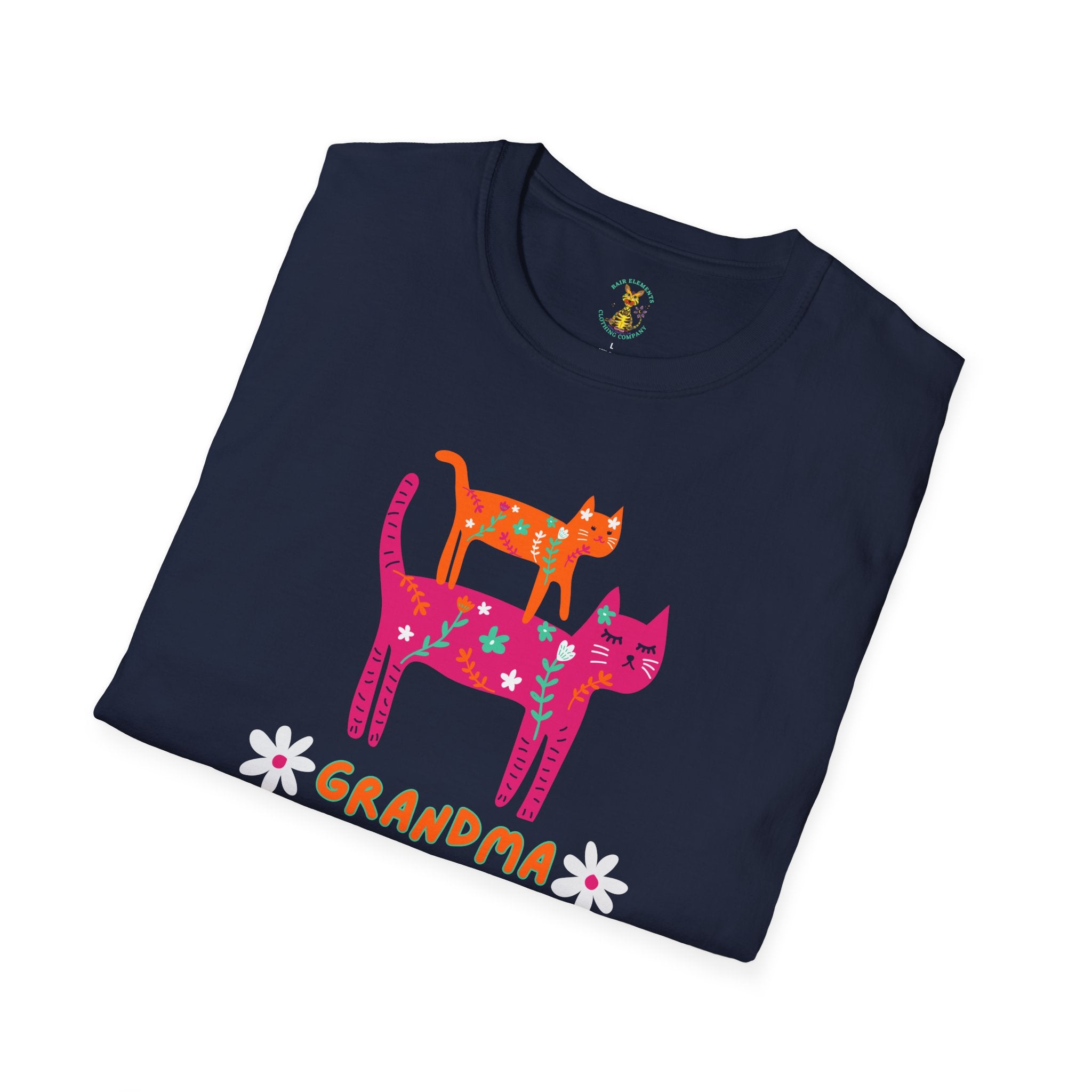 Personalized Grandma Cat T-Shirt, Mother's Day T-Shirt, Sizes XS-5X, Cat Print T-Shirt for Women