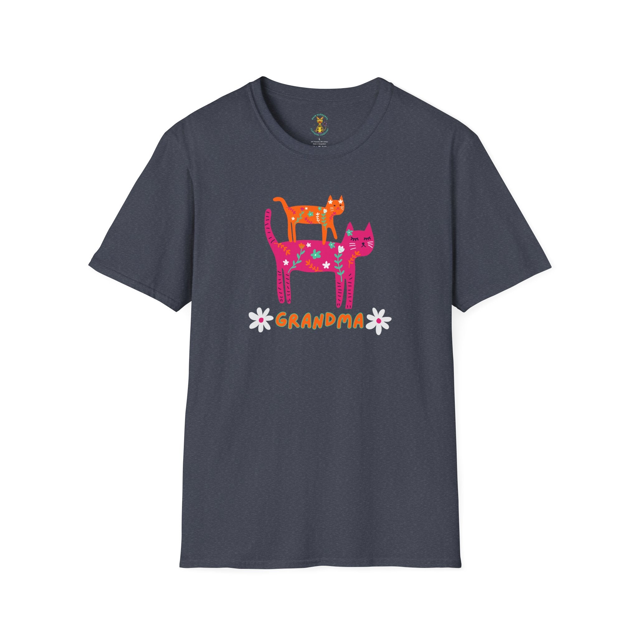 Personalized Grandma Cat T-Shirt, Mother's Day T-Shirt, Sizes XS-5X, Cat Print T-Shirt for Women