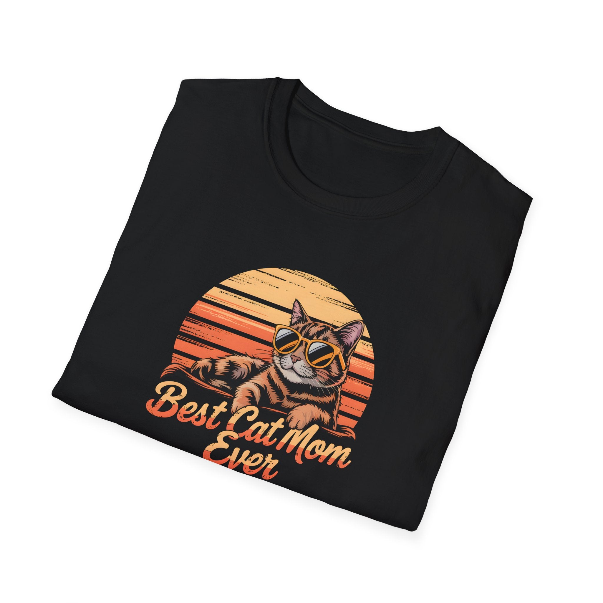 Cat Mom T-Shirt, Mother's Day Shirt, Best Cat Mom Ever Tee, Cat Lover Gift, Sunset Graphic Shirt