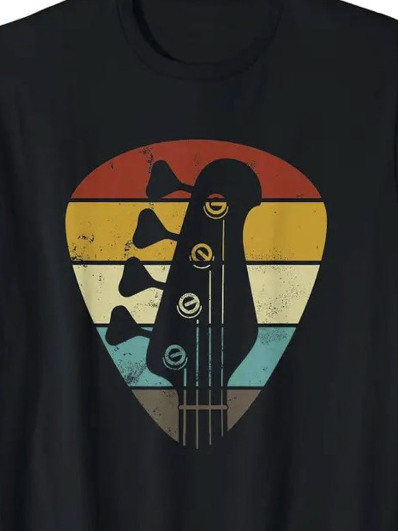 Men's Retro Guitar Vintage Music Design T-Shirt