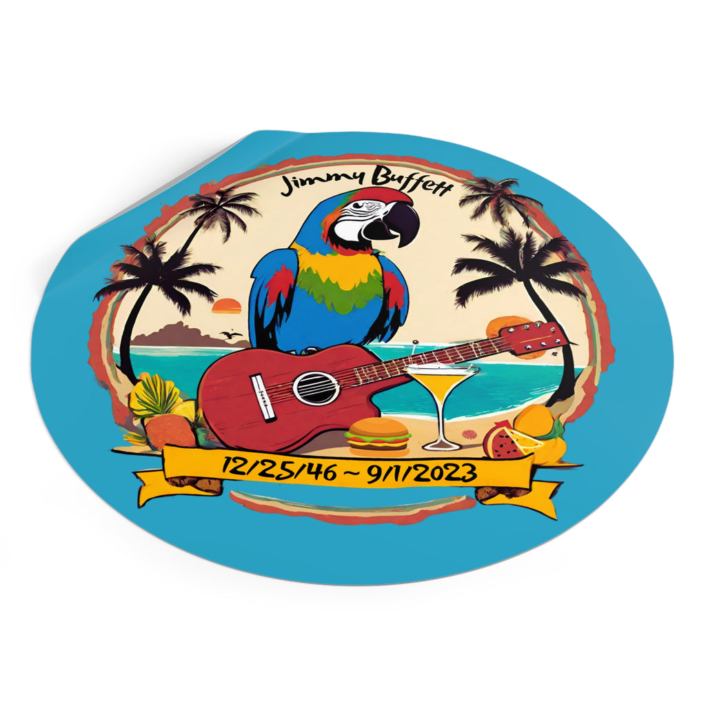 Jimmy Buffett Memorial Round Vinyl Stickers