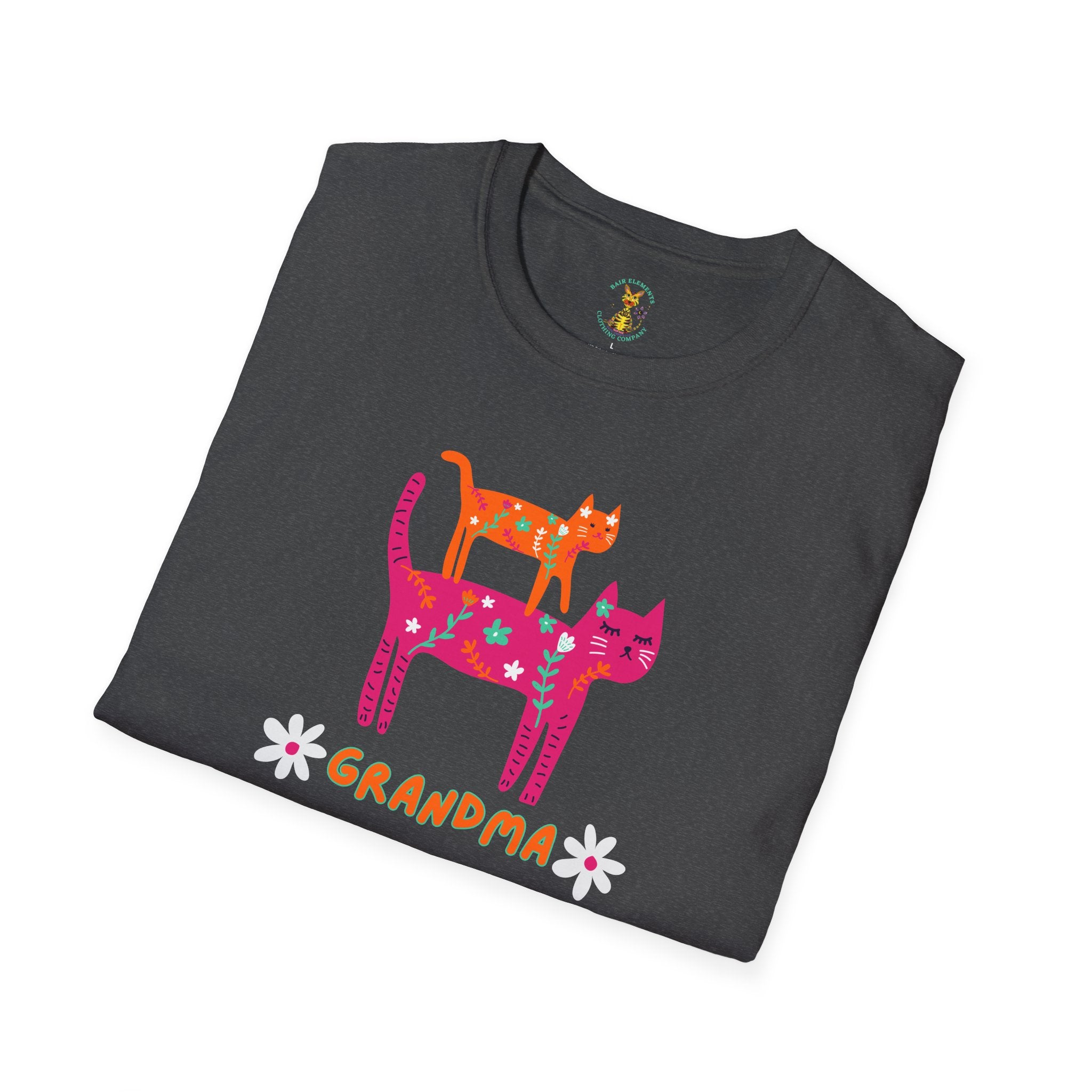 Personalized Grandma Cat T-Shirt, Mother's Day T-Shirt, Sizes XS-5X, Cat Print T-Shirt for Women