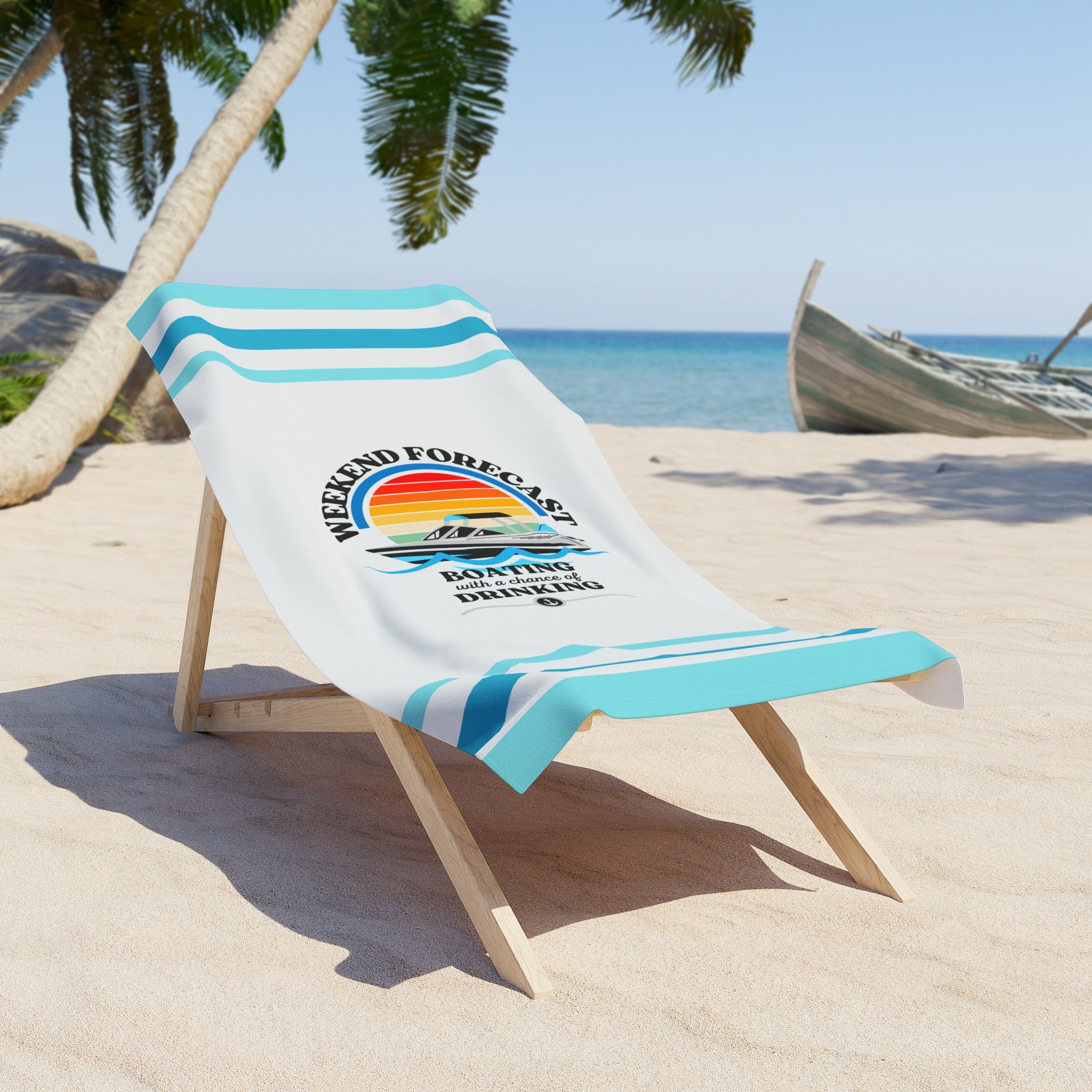 Wekend Boating Beach Towel, Boating Towel, Graphic Beach Towel, Large Beach Towel