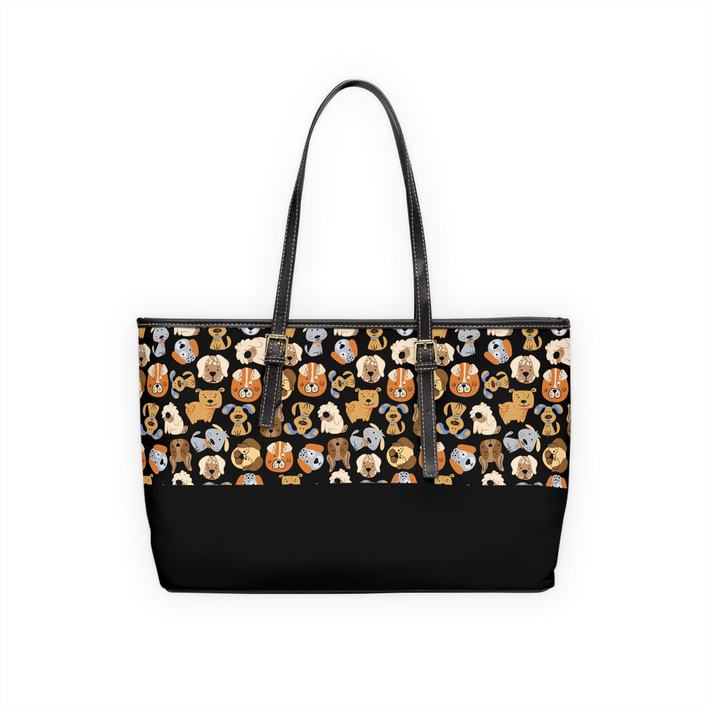 Puppy Party Leather Tote Bag, PU Leather Tote