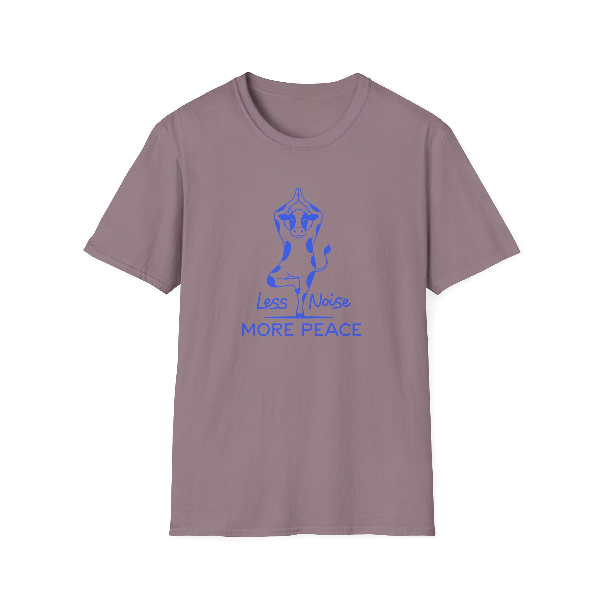 Cow Yoga T-Shirt — "Less Noise, More Peace"
