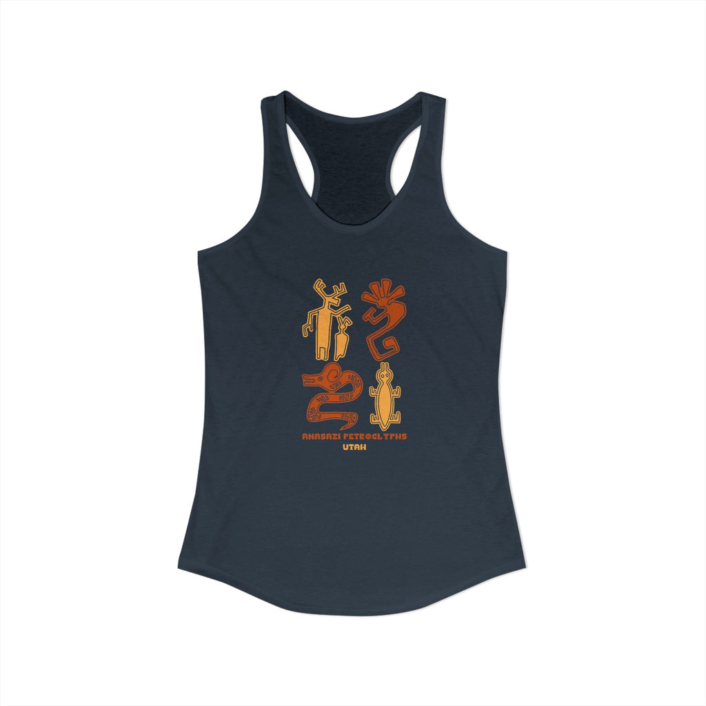 Anasazi Petroglyth, Women's Ideal Racerback Tank, Arizona Desert Shirt 5 Colors