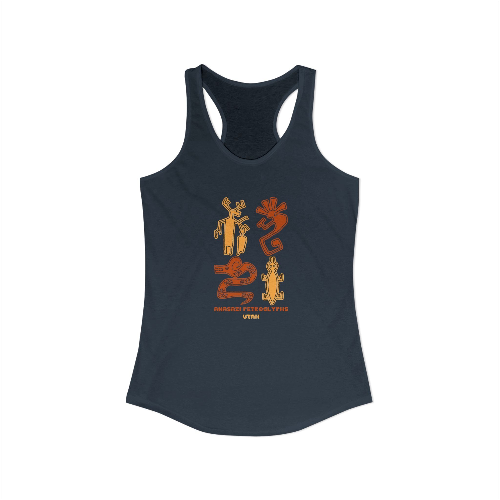 Anasazi Petroglyth, Women's Ideal Racerback Tank, Arizona Desert Shirt 5 Colors
