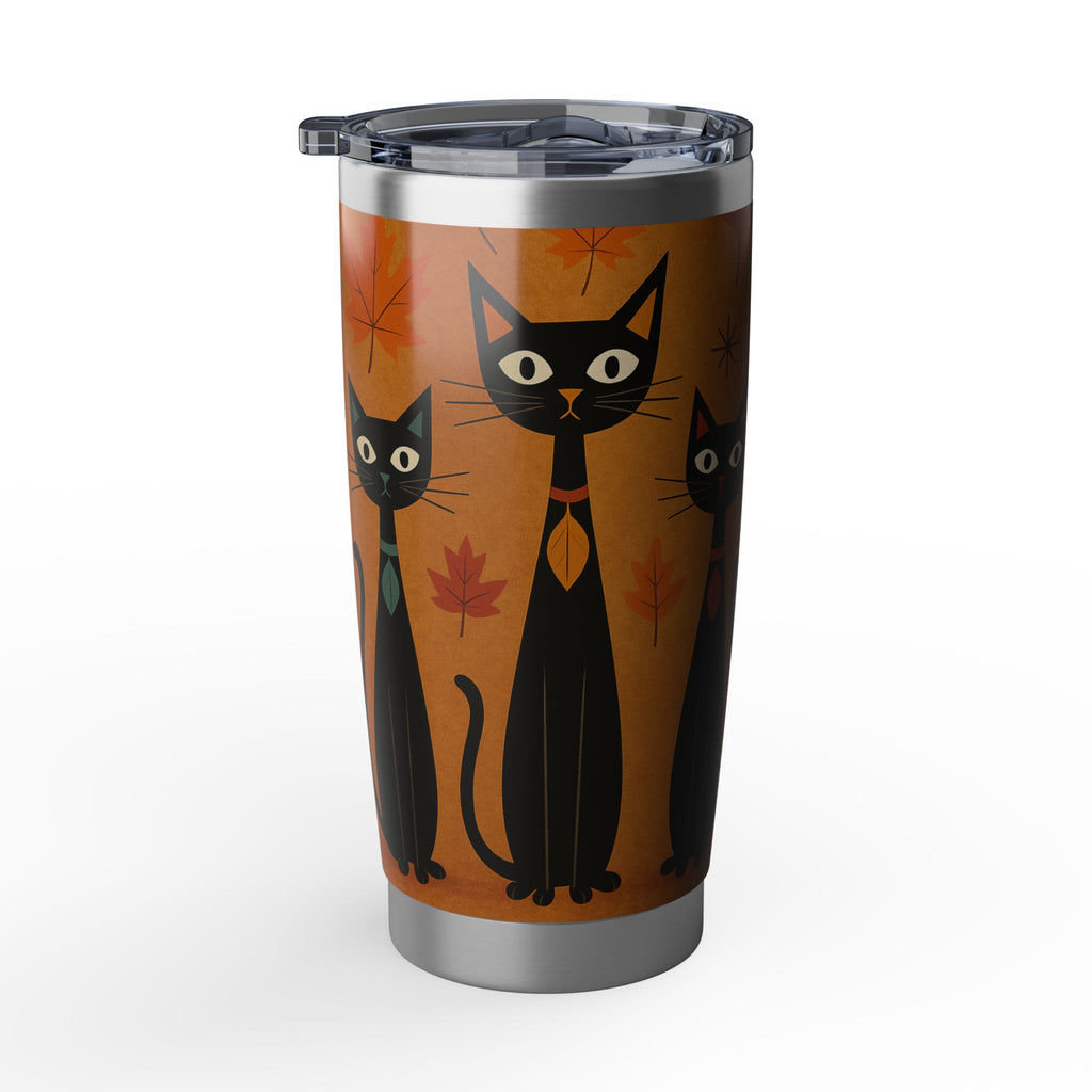 Cat Lover Travel Mug, Retro Fall Black Cat Tumbler, Halloween Gift