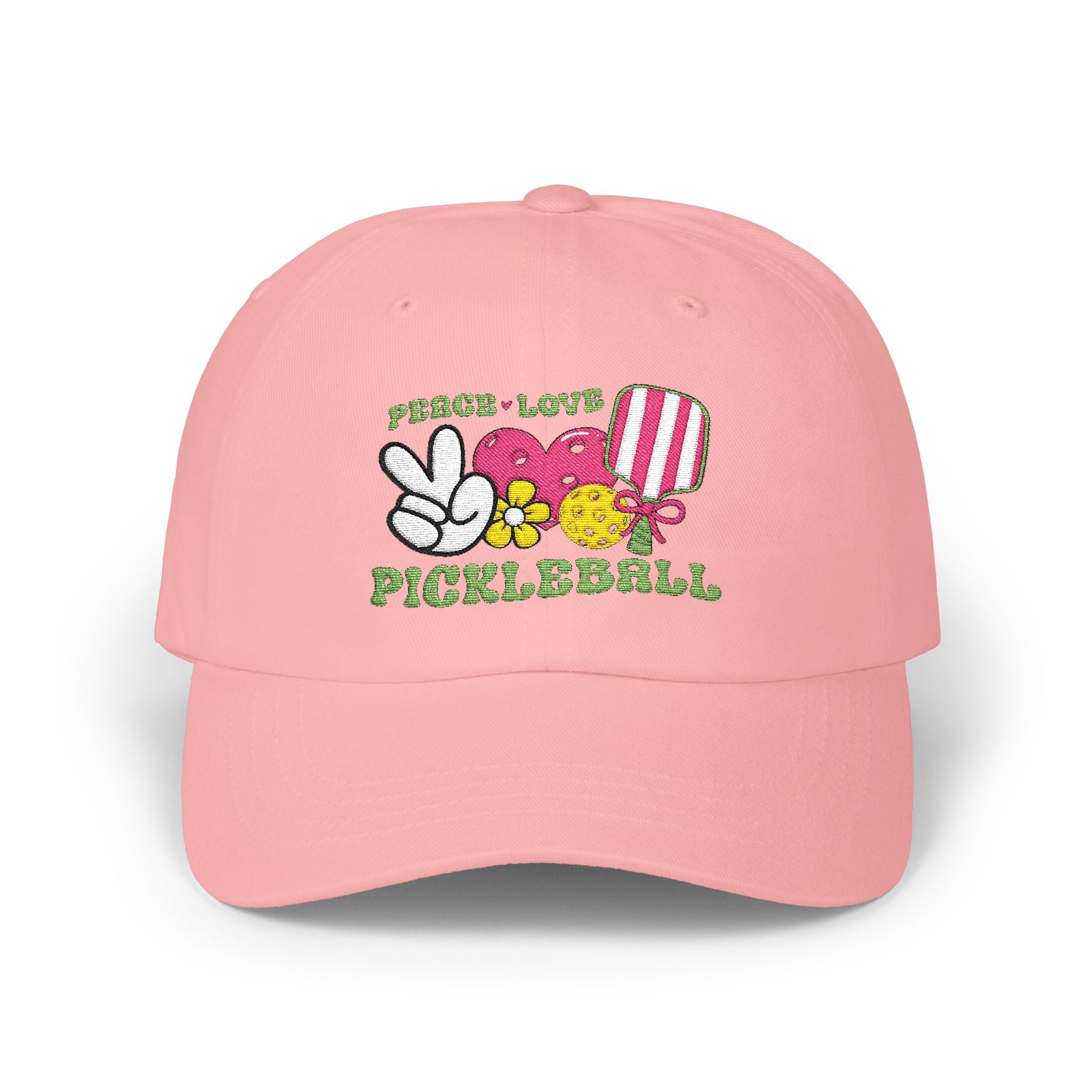 Embroidered Peace Love Pickleball Baseball Cap, Unisex, Pickleball Hat