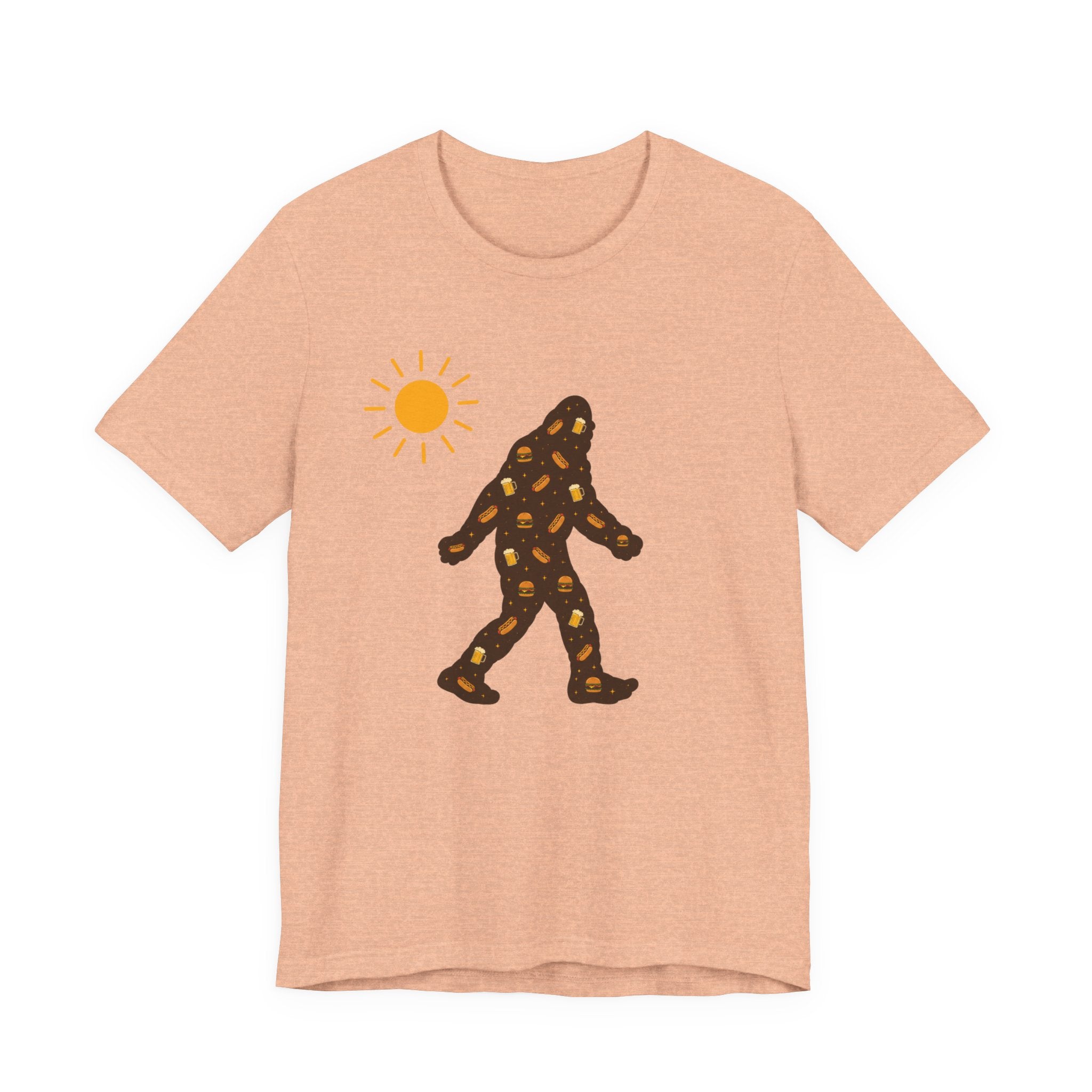 Bigfoot Summer BBQ T-Shirt — Hotdogs, Hamburgers & Beer Silhouette Tee