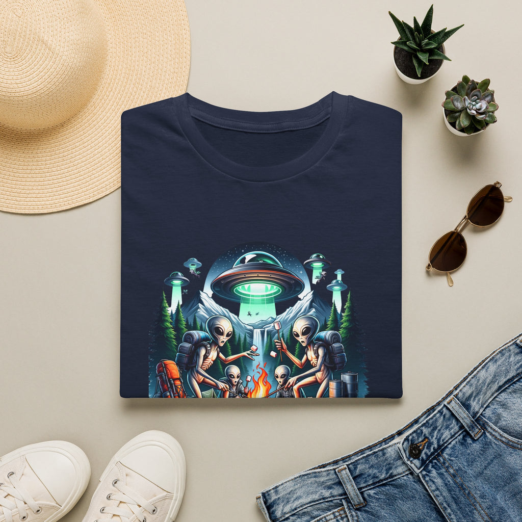 Alien Campfire T-Shirt, Tee for UFO Enthusiasts, Fun Gifts for Halloween and Sci-Fi Lovers, Unisex Tee