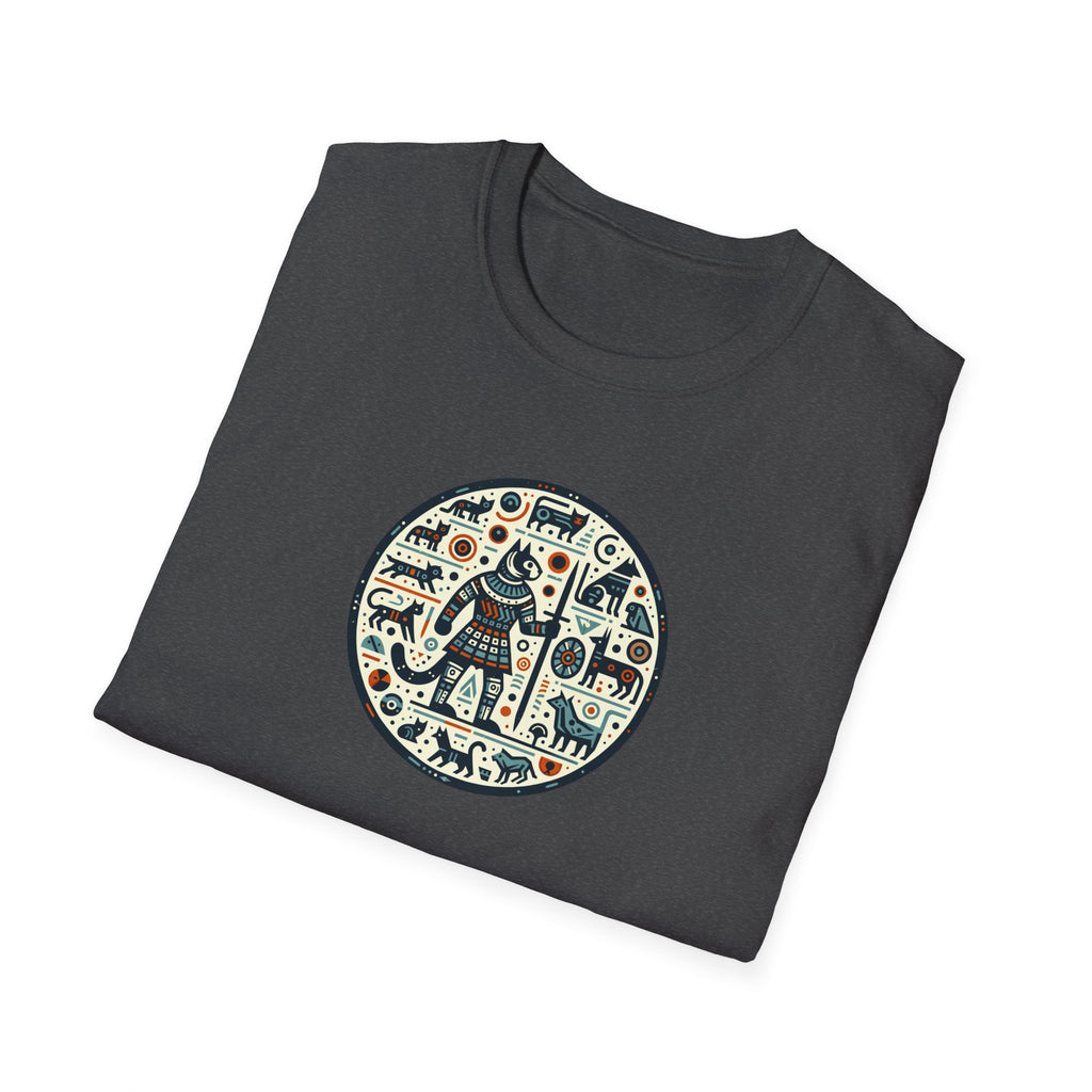 Egyptian Inspired Cat Unisex Softstyle T-Shirt, Casual Wear, Unique Graphic Tee, Gift for Him/Her, Everyday Fashion, Art Lovers Apparel