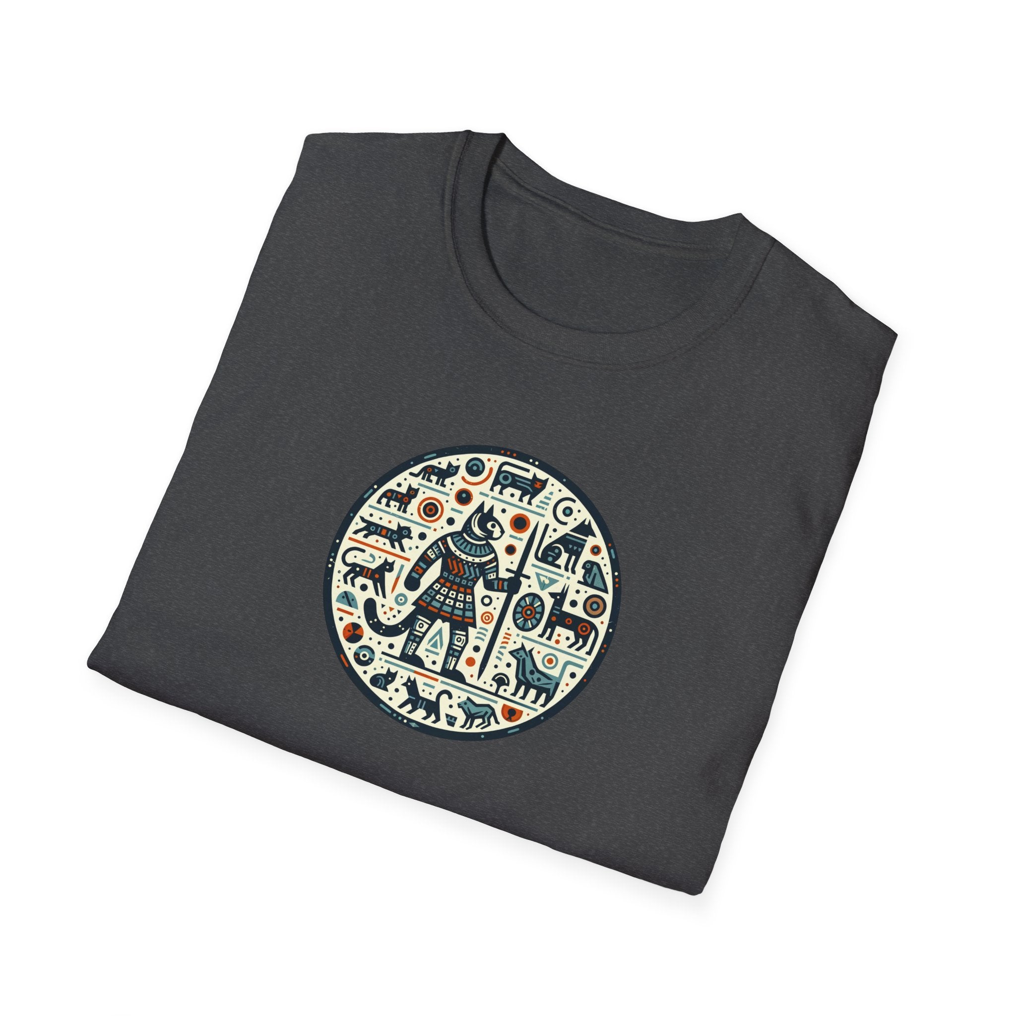 Egyptian Inspired Cat Unisex Softstyle T-Shirt, Casual Wear, Unique Graphic Tee, Gift for Him/Her, Everyday Fashion, Art Lovers Apparel