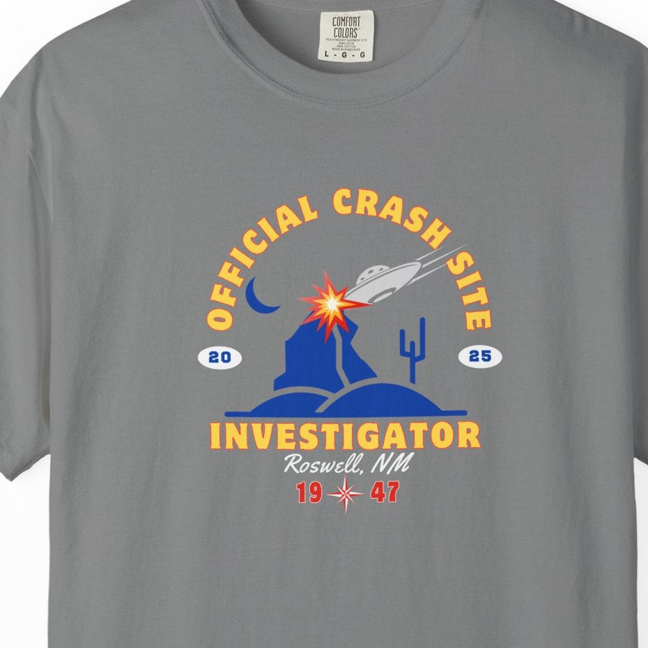 UFO Crash Site Investigator Unisex T-Shirt - Alien UFO Space Funny Tee, Extraterrestrial Sci-fi Graphic Shirt, Roswell, NM