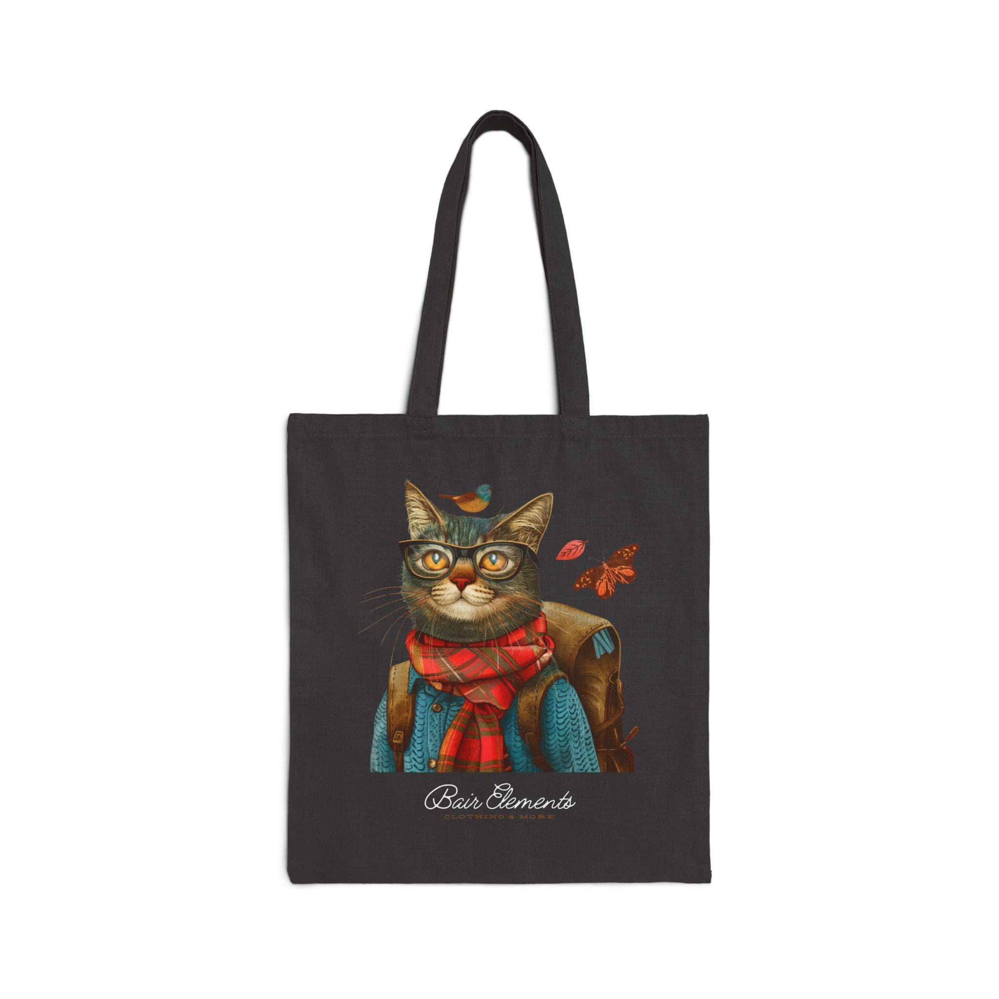 Personalized Woodland Cat Tote, Heavy Canvas Shopping Tote, Cat Shopping Tote