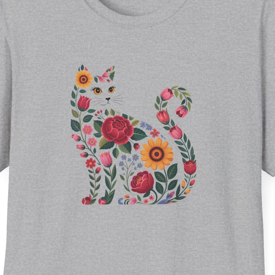 Personalized Boho Floral Cat Tee — Cat Lovers T-Shirt