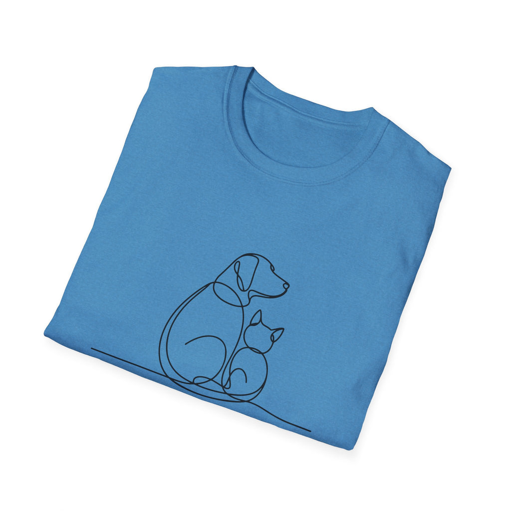 Cat & Dog Line Art T-Shirt — Pet Lover Shirt (Personalize Option)