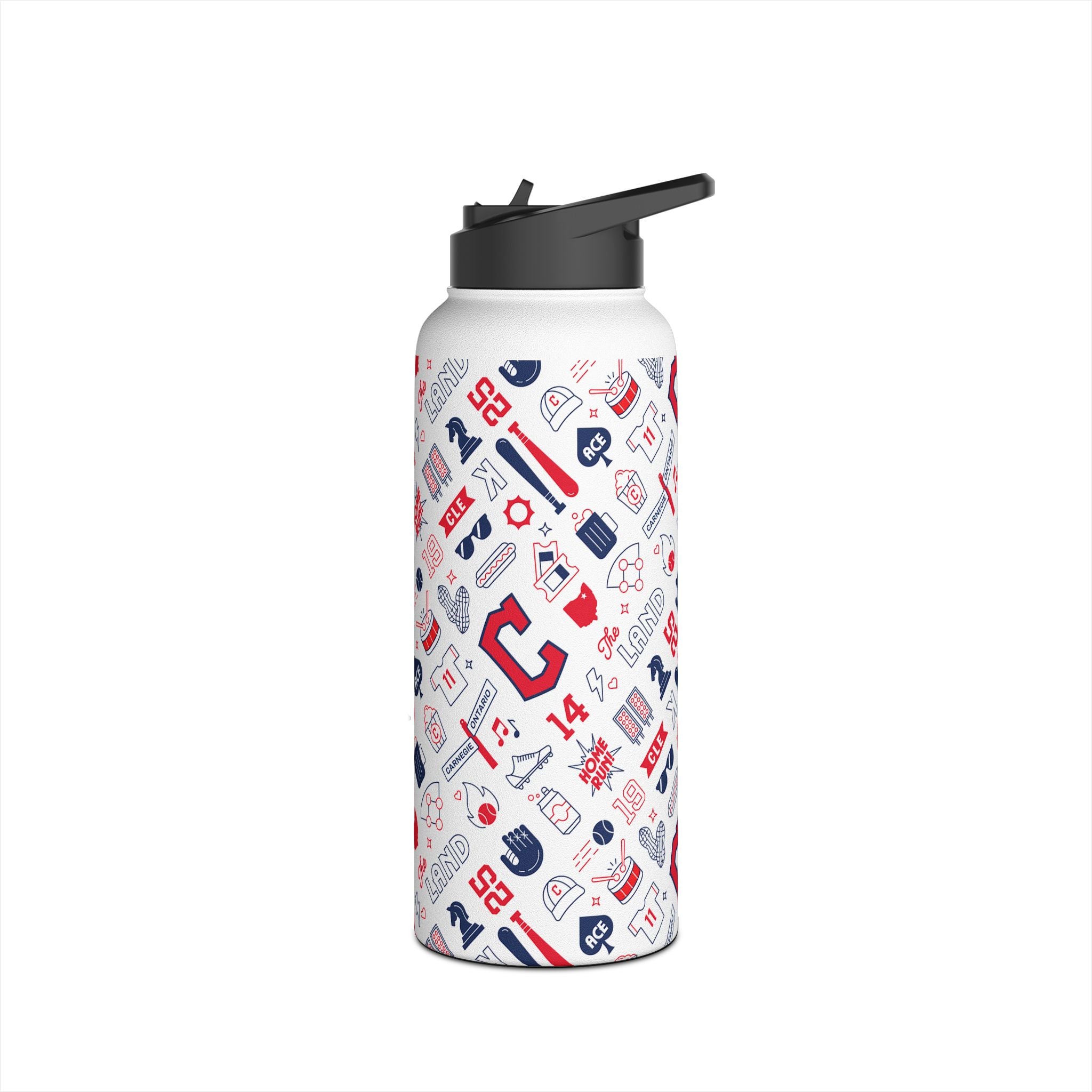 Cleveland Baseball Stainless Steel Water Bottle, CLE Baseball Team Water Bottle, 3 Sizes