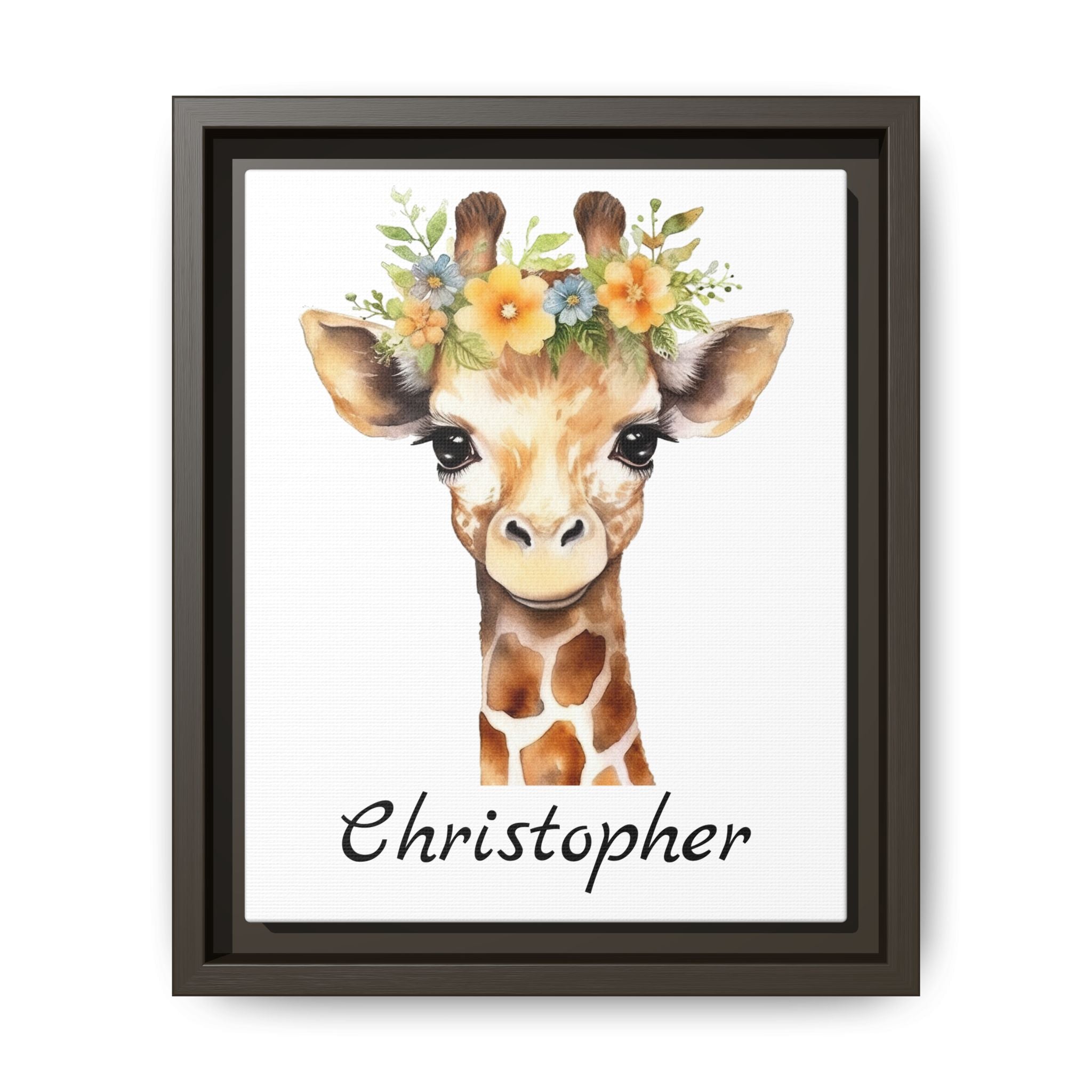 Personalized Baby Giraffe Matte Canvas, Nursery Wall Art