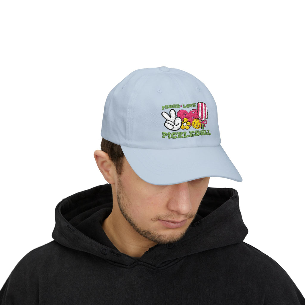 Embroidered Peace Love Pickleball Baseball Cap, Unisex, Pickleball Hat