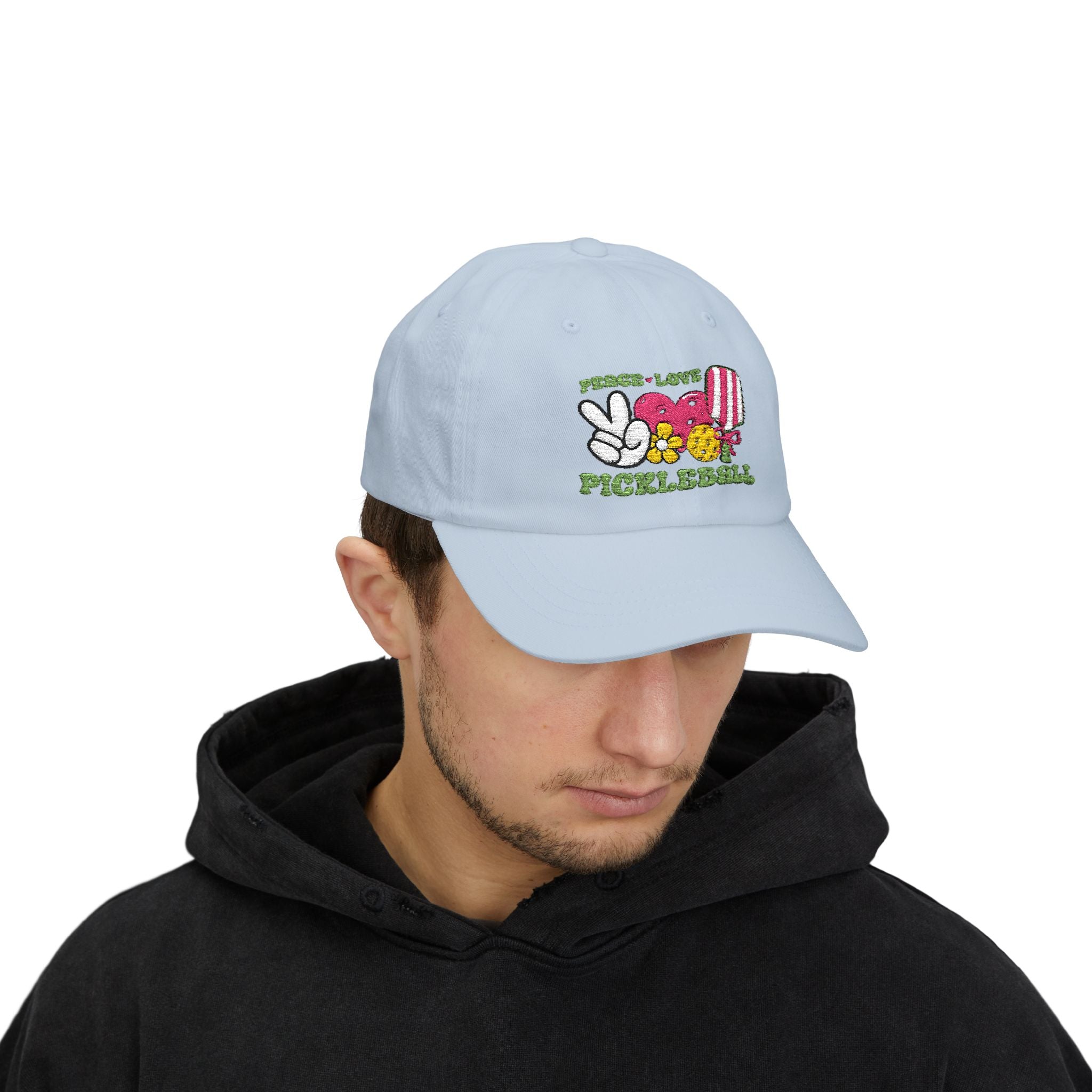 Embroidered Peace Love Pickleball Baseball Cap, Unisex, Pickleball Hat