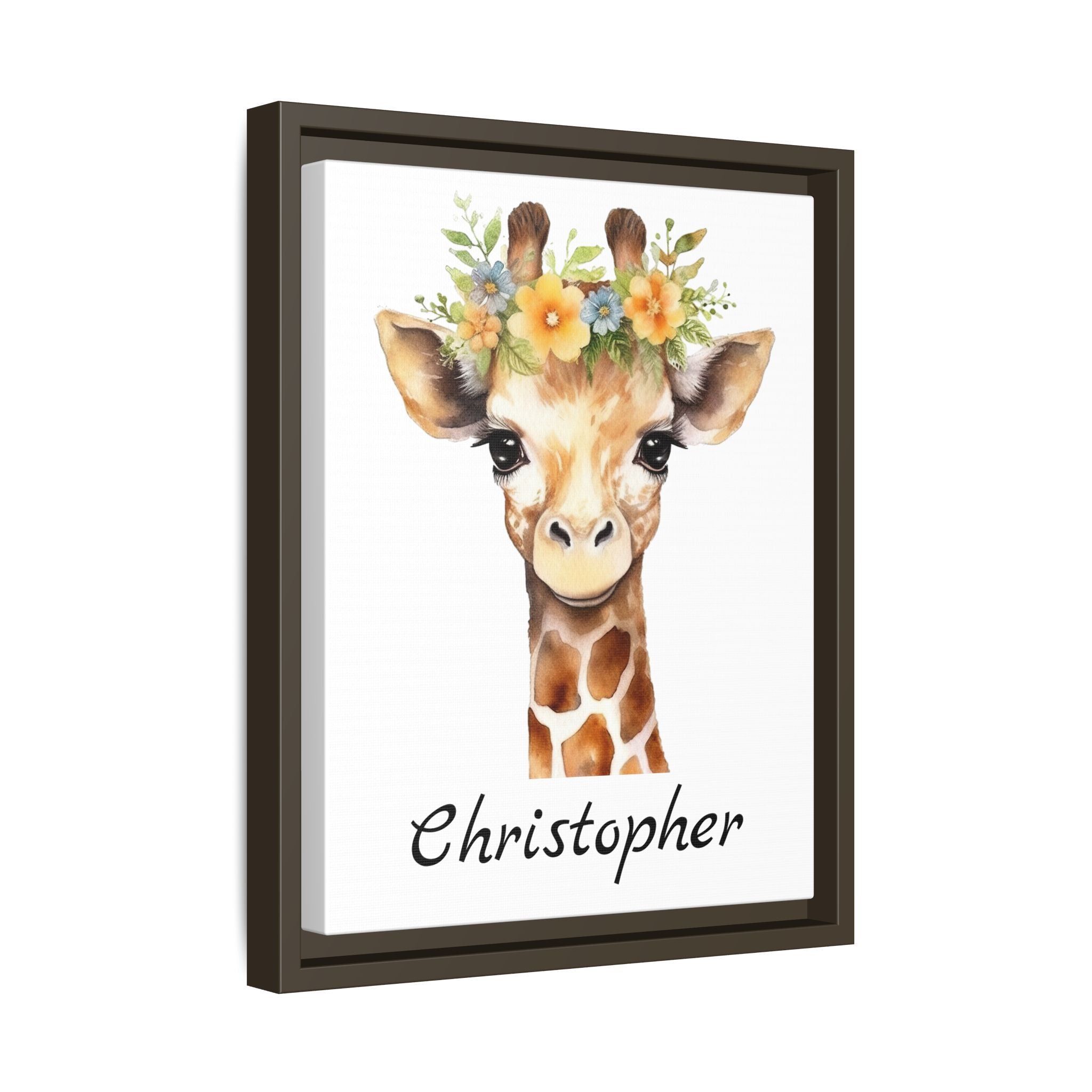 Personalized Baby Giraffe Matte Canvas, Nursery Wall Art
