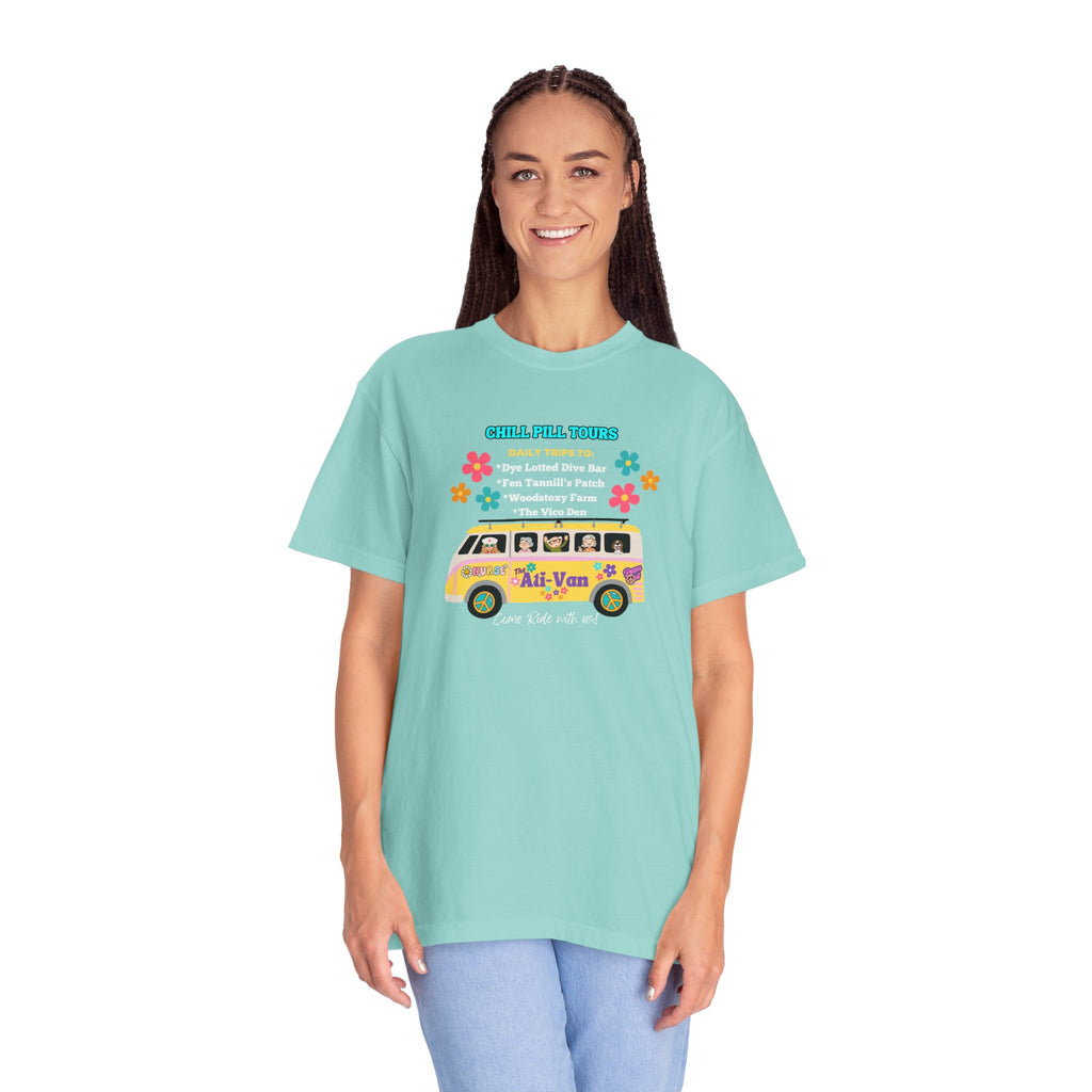 Chill Pill Tours, Funny Nurse T-Shirt, Ati-Van Ride, Unisex Tee, 100% Cotton, Nurse Gift, Soft Nurse T-Shirt