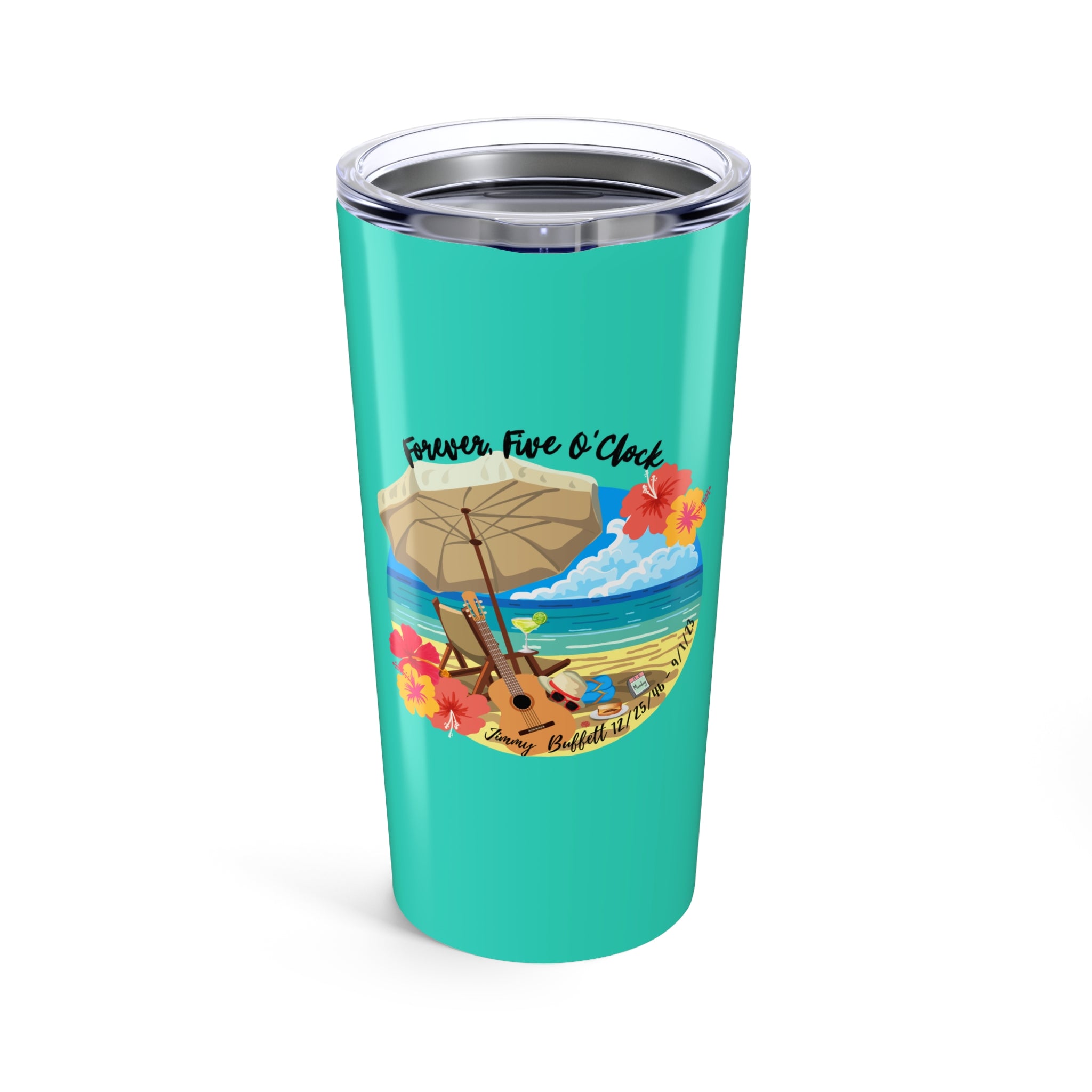 Jimmy Buffett Insulated Steel Tumbler 20oz, Turquiose