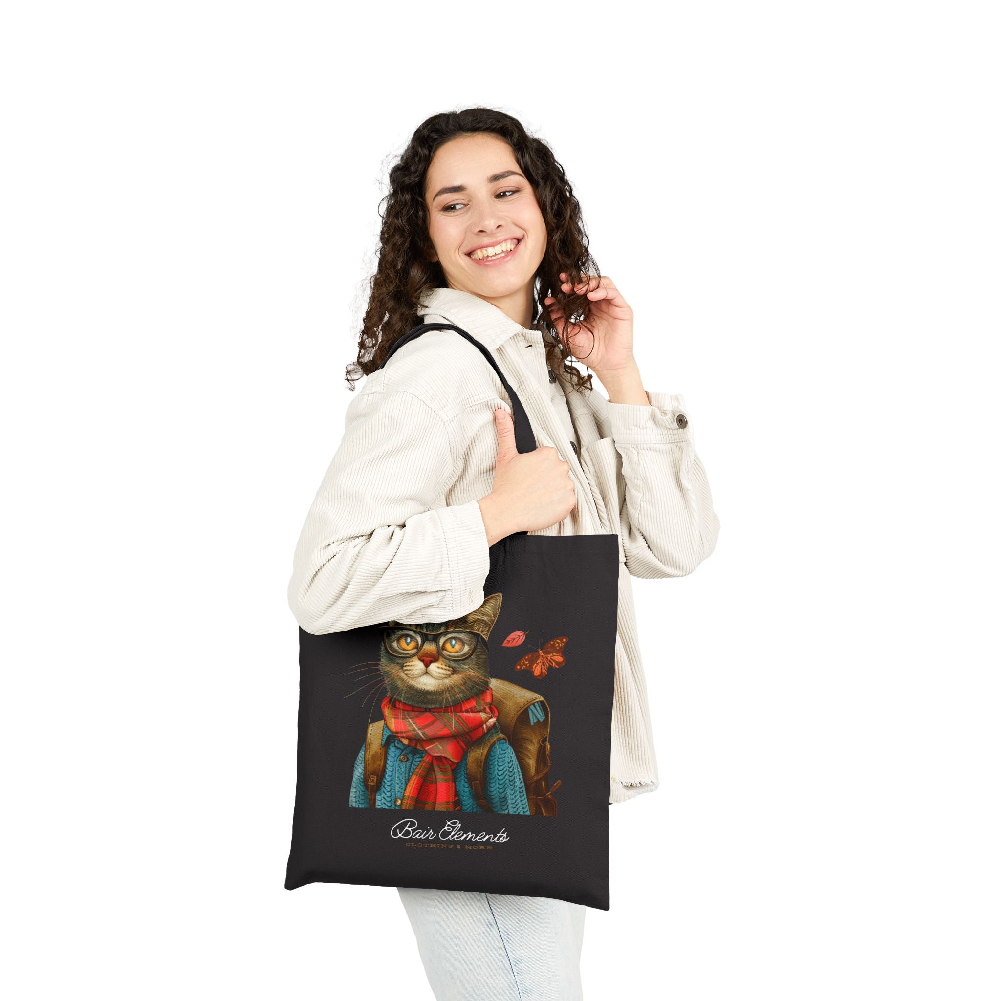 Personalized Woodland Cat Tote, Heavy Canvas Shopping Tote, Cat Shopping Tote