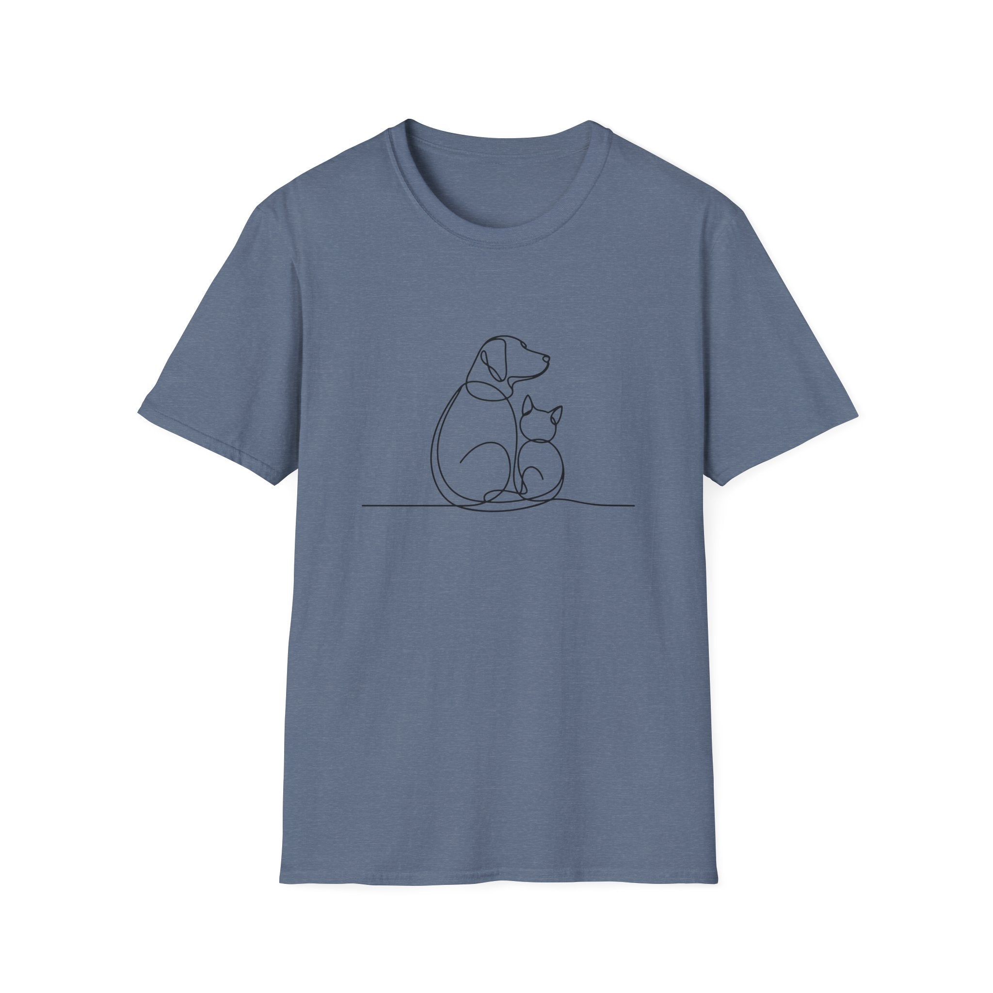 Cat & Dog Line Art T-Shirt — Pet Lover Shirt (Personalize Option)