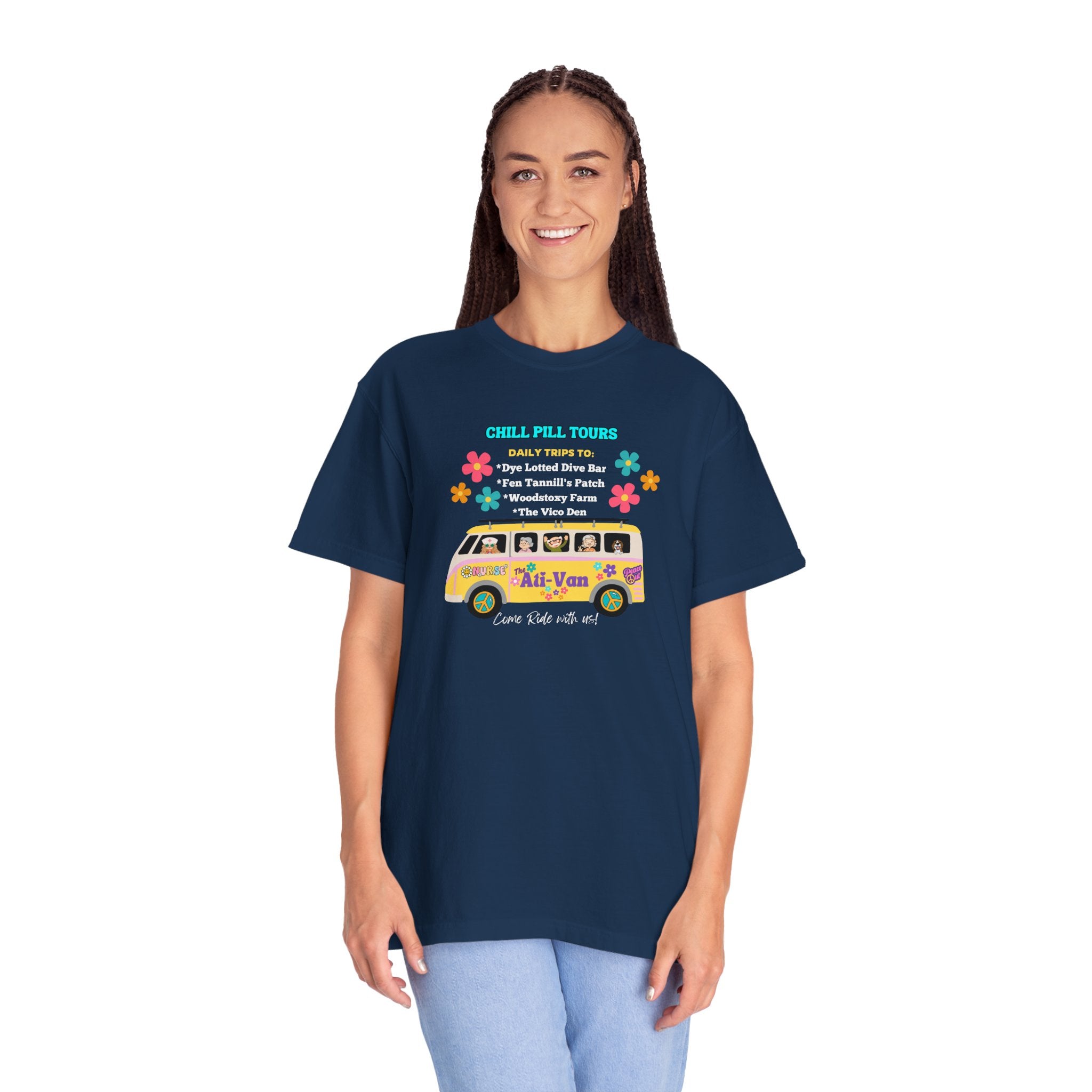 Chill Pill Tours, Funny Nurse T-Shirt, Ati-Van Ride, Unisex Tee, 100% Cotton, Nurse Gift, Soft Nurse T-Shirt