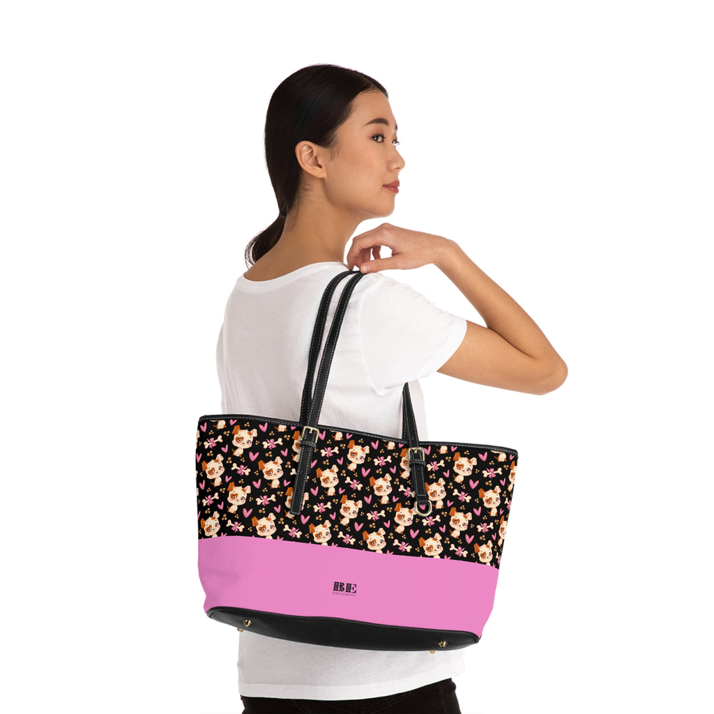 Puppy Love Leather Tote Bag, PU Leather Tote