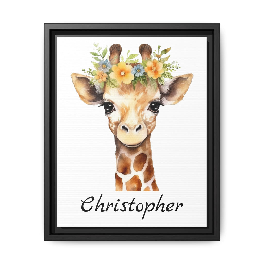 Personalized Baby Giraffe Matte Canvas, Nursery Wall Art