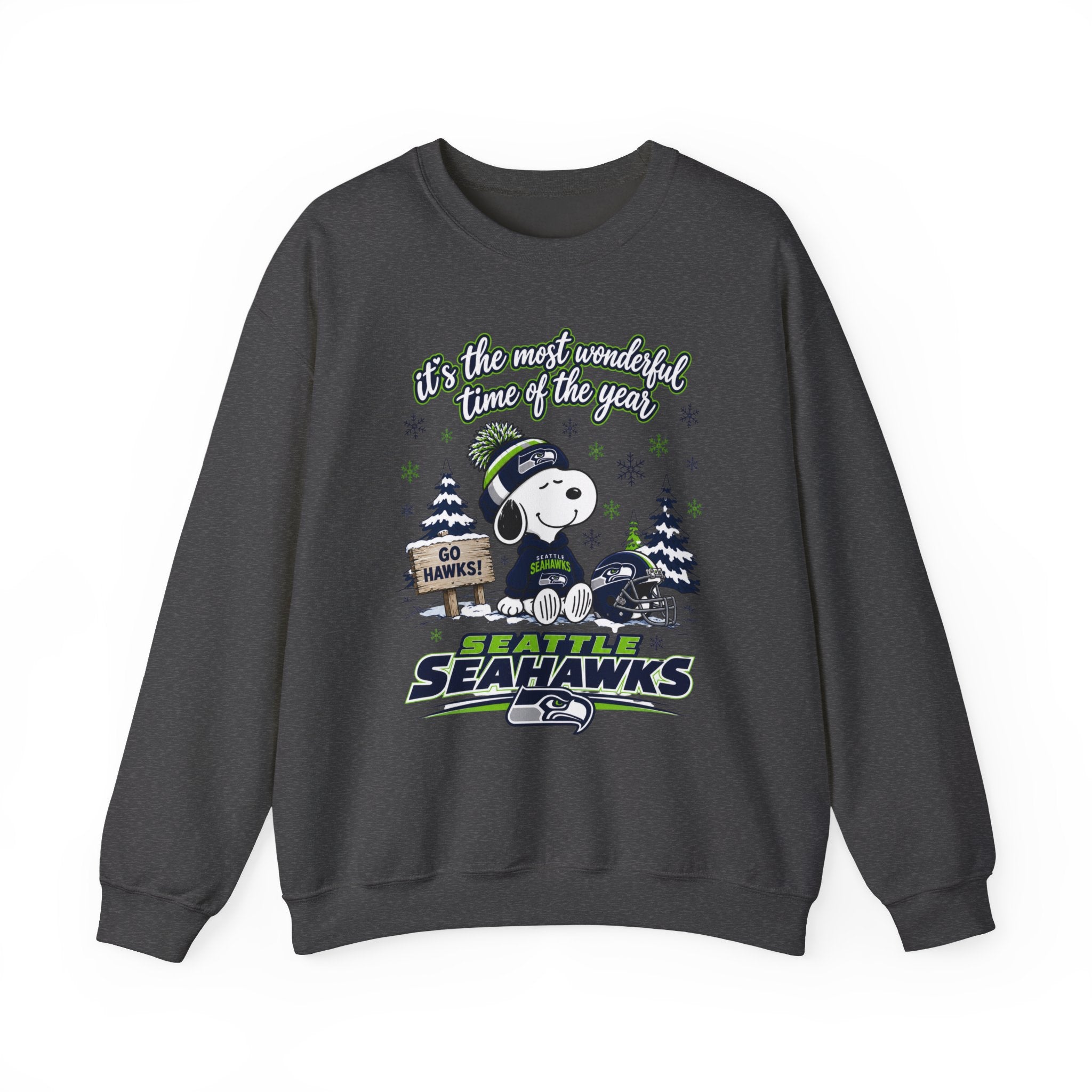 Seattle Seahawks Snowy Snoopy “It’s the Most Wonderful Time of the Year” Sweatshirt